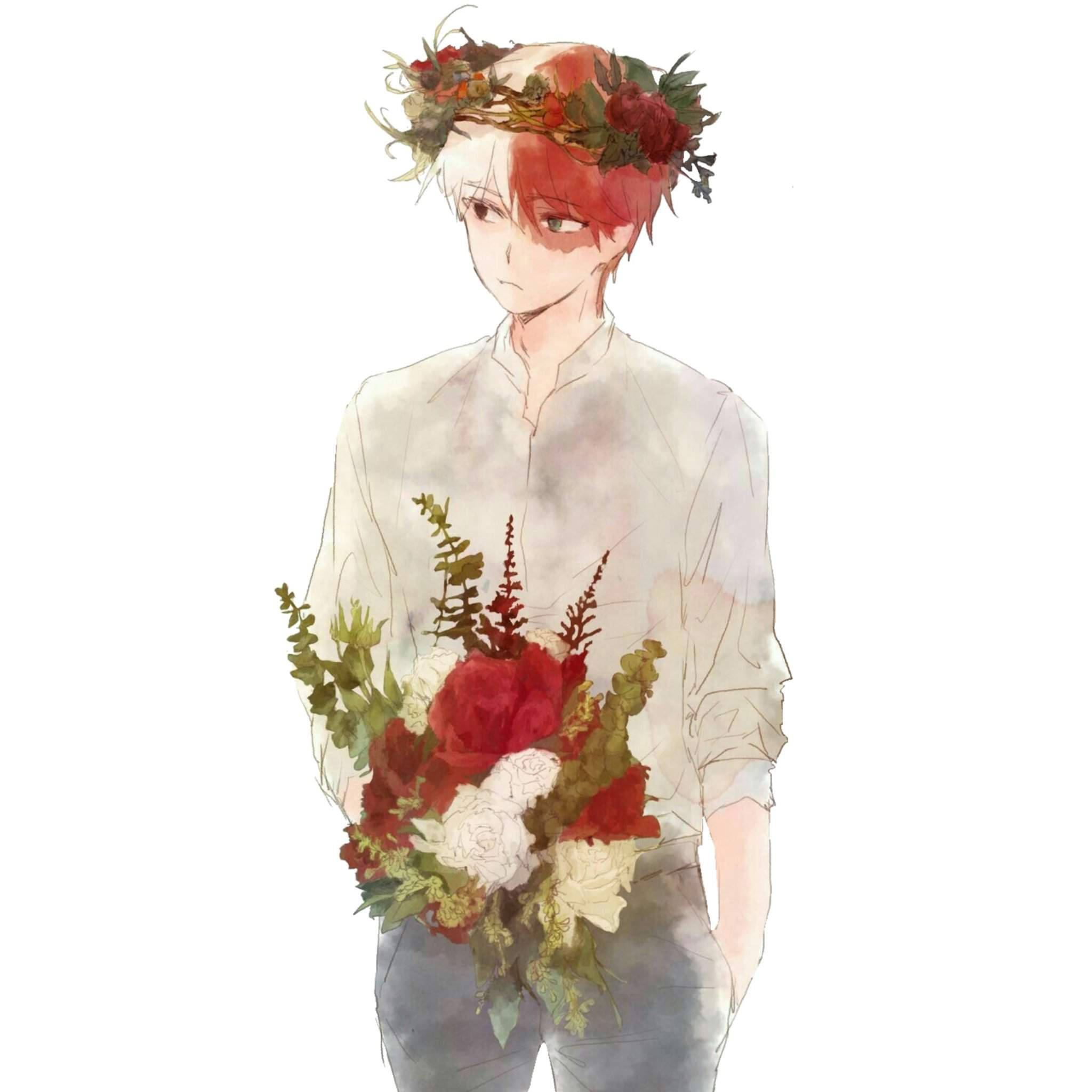 Cute Todoroki na May mga Bulaklak Wallpaper
