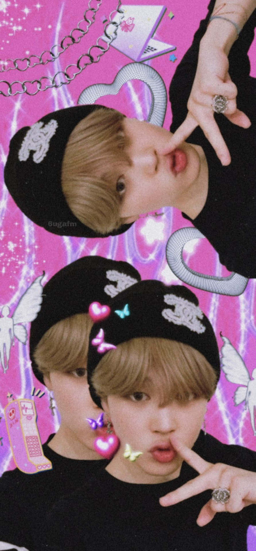 Cyber Y2 K Triple Pose Collage Wallpaper