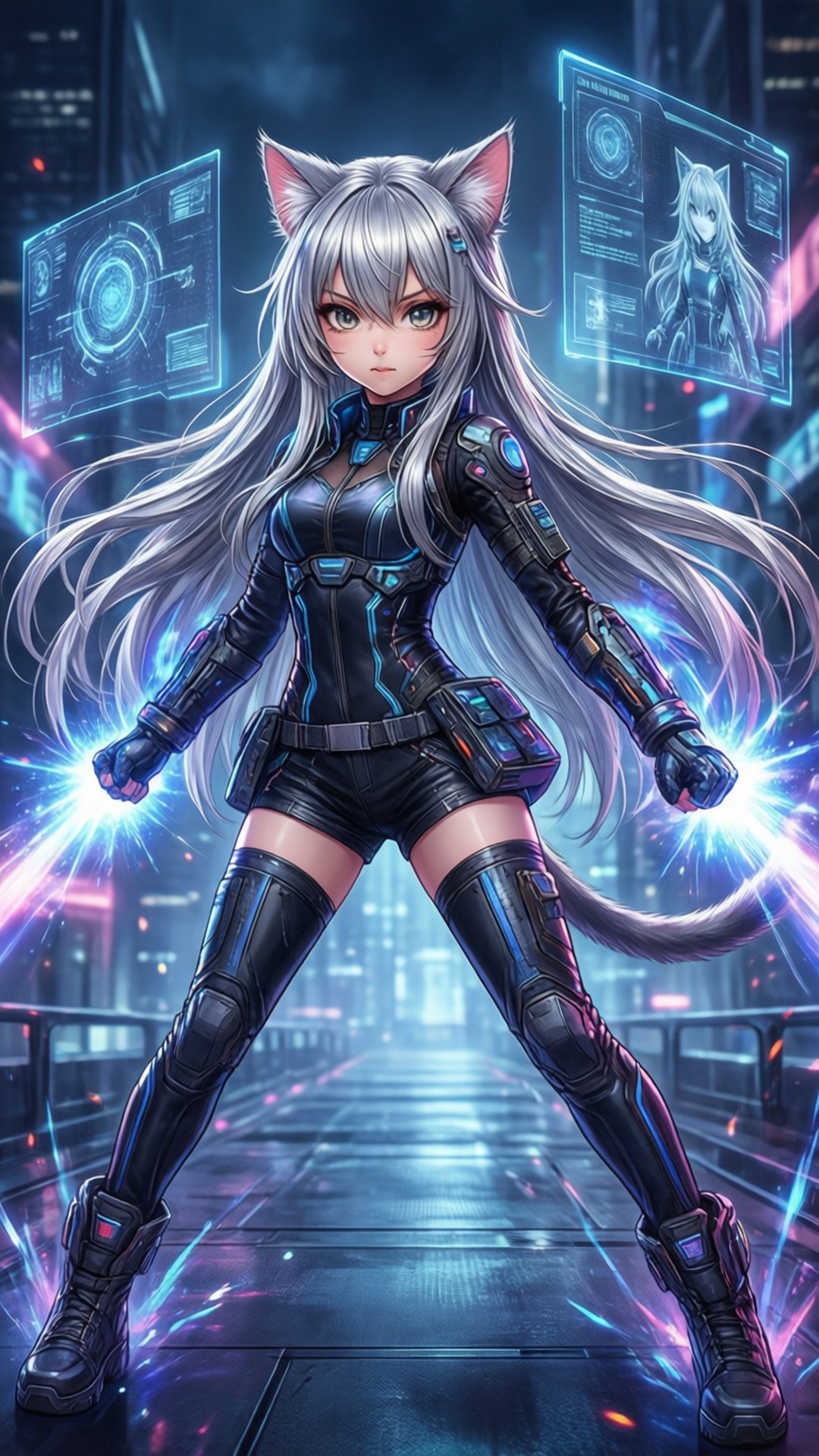 Cyberpunk na Pusang Babae Wallpaper