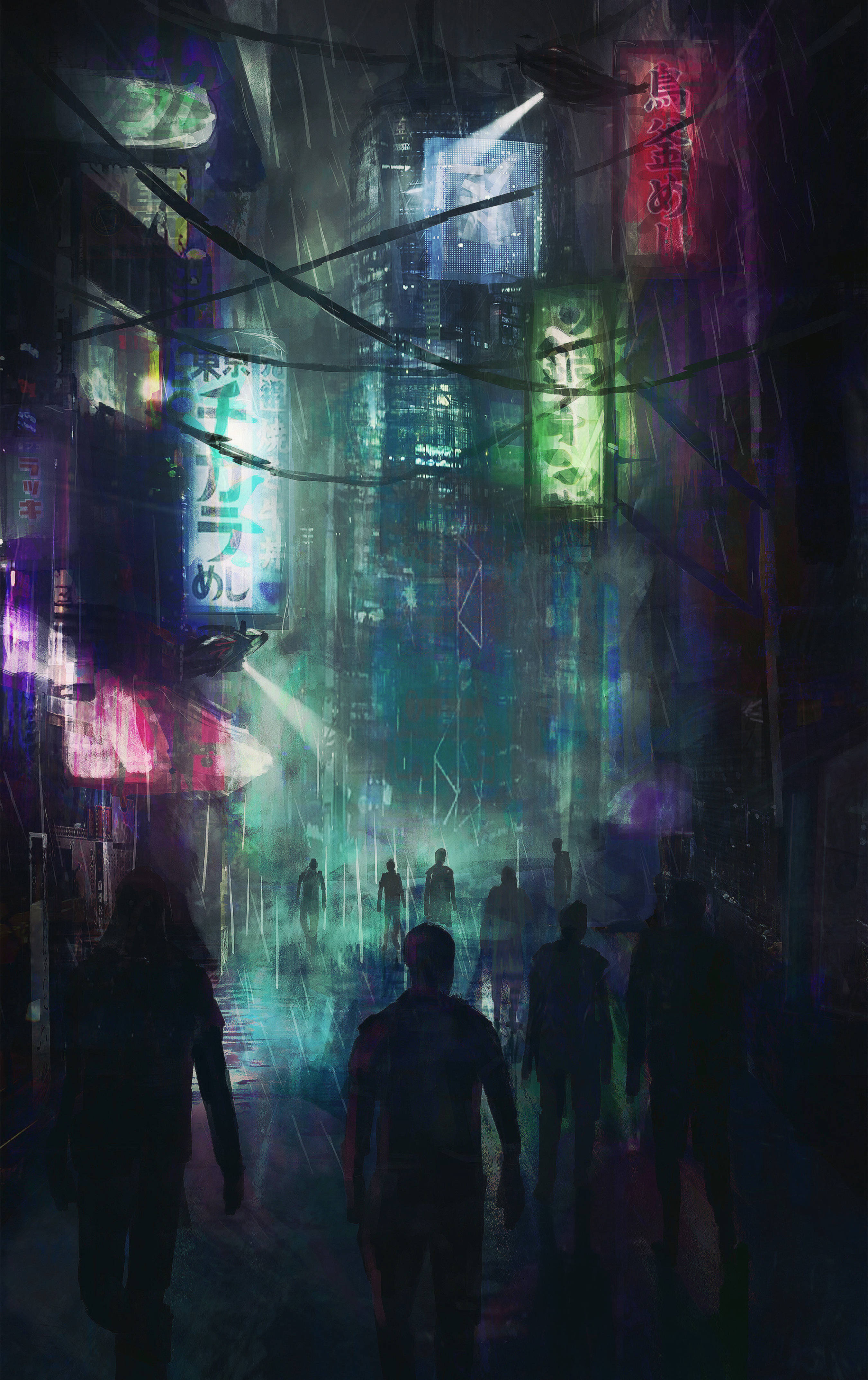 Cyberpunk na Siyudad na Masisik na mga Dalan Wallpaper