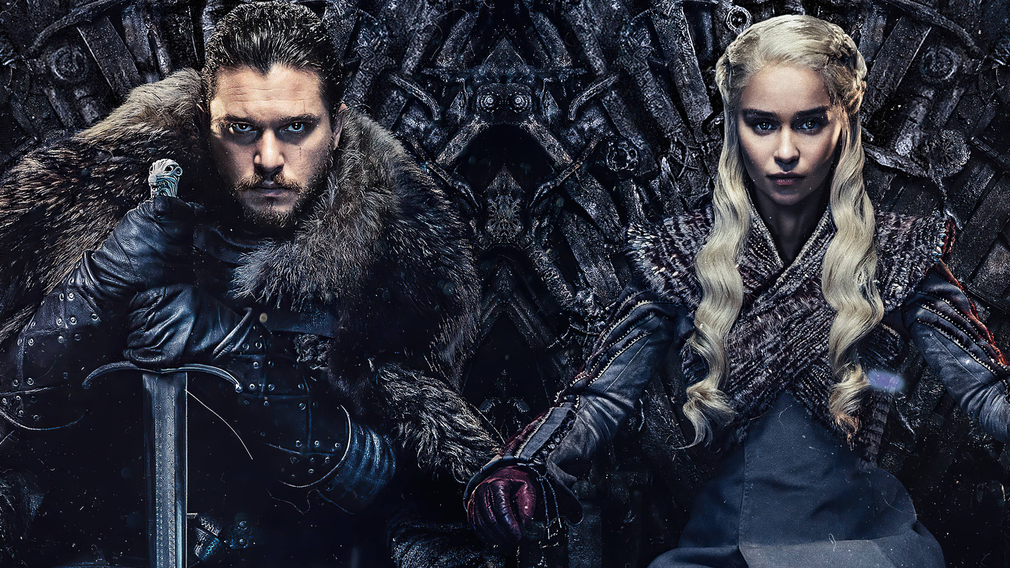 Daenerys Jon Snow at ang Iron Throne Game of Thrones Wallpaper