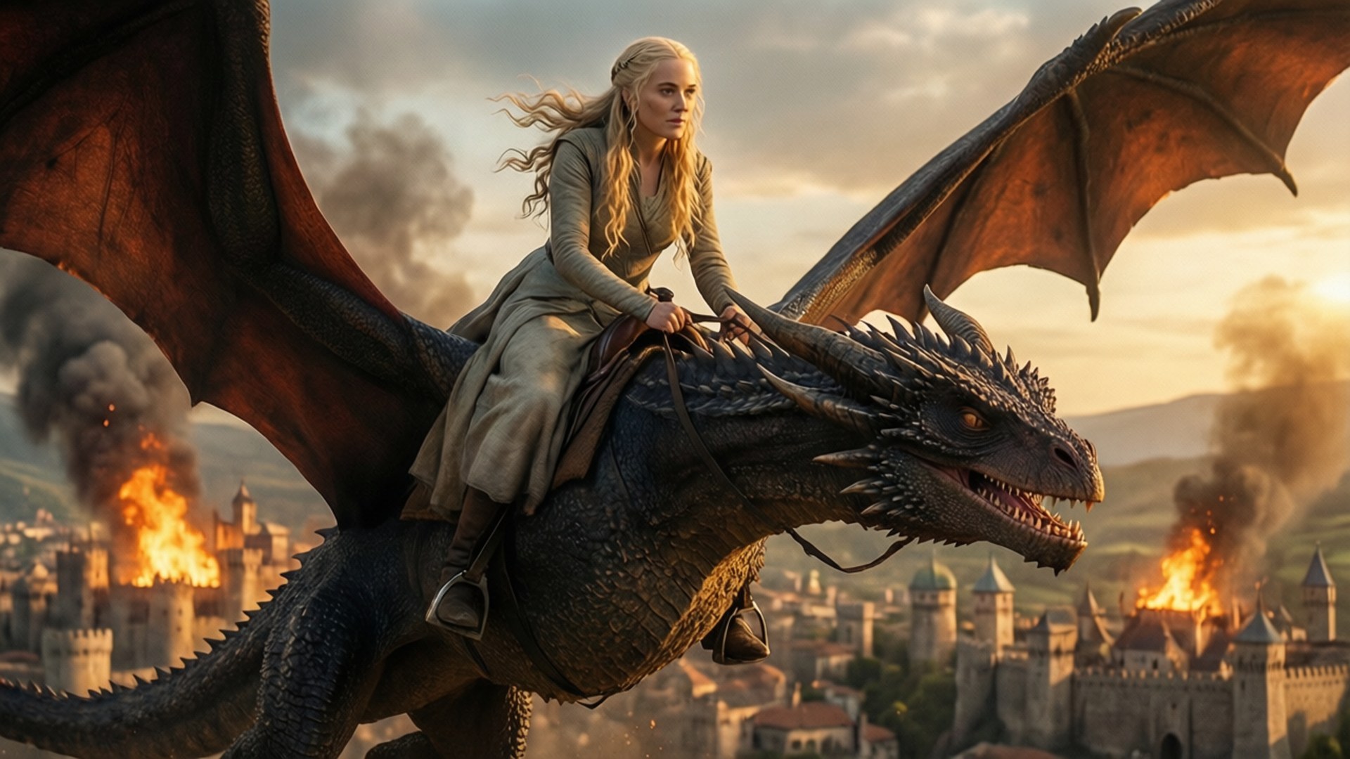 Daenerys na Nakasakay sa Dragon Wallpaper