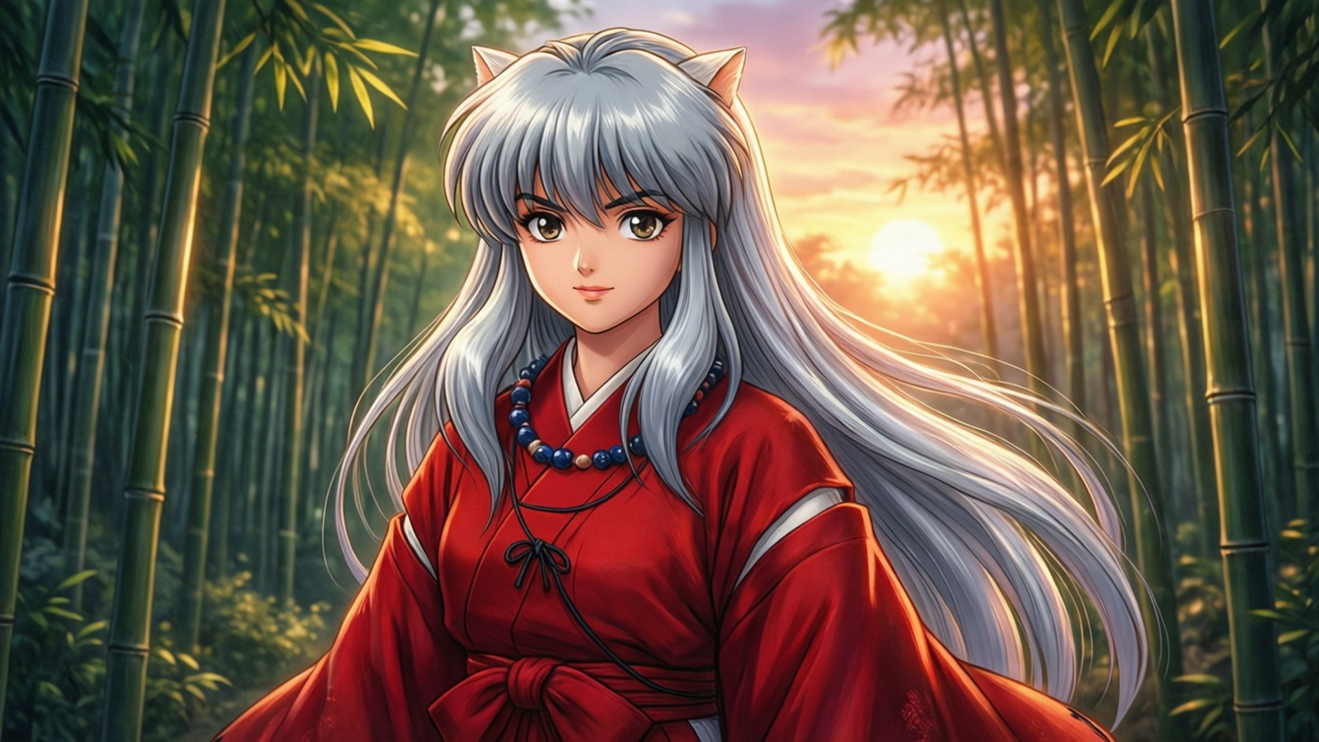 Dalagang Anime sa Kawayan Wallpaper