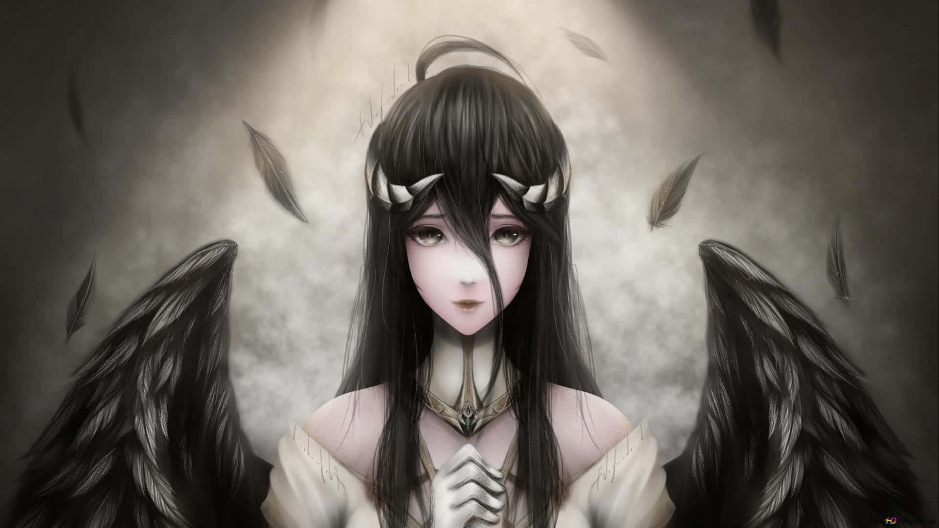 Dalawang babaeng nakasuot ng itim na anime na kasuotan, yakap-yakap sa isang espesyal na sandali Wallpaper
