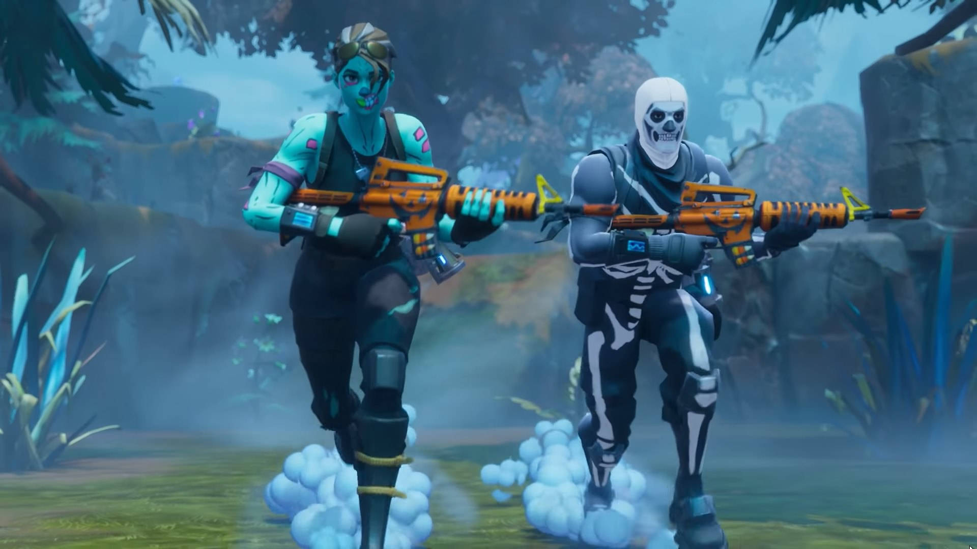 Dalawang Fortnite Player na Lumalaban sa Lamig Wallpaper