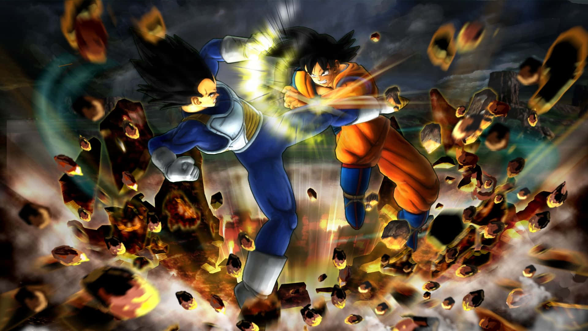 Dalawang karakter ng anime ang nag-aaway sa isang epikong laban Wallpaper