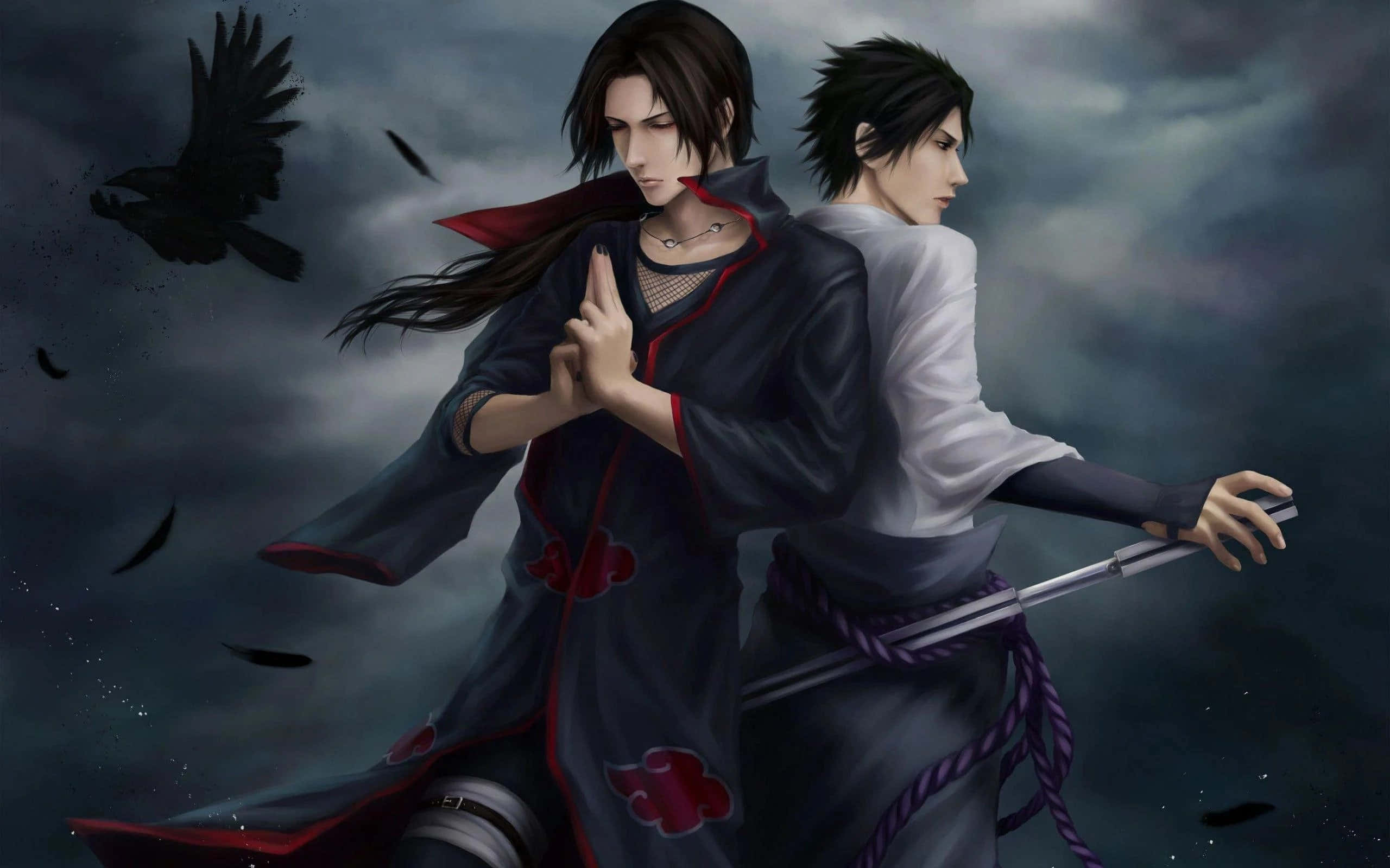 Dalawang mandirigma ang naglalaban, ipinapakita ang tindi ng isang Anime Fight Wallpaper
