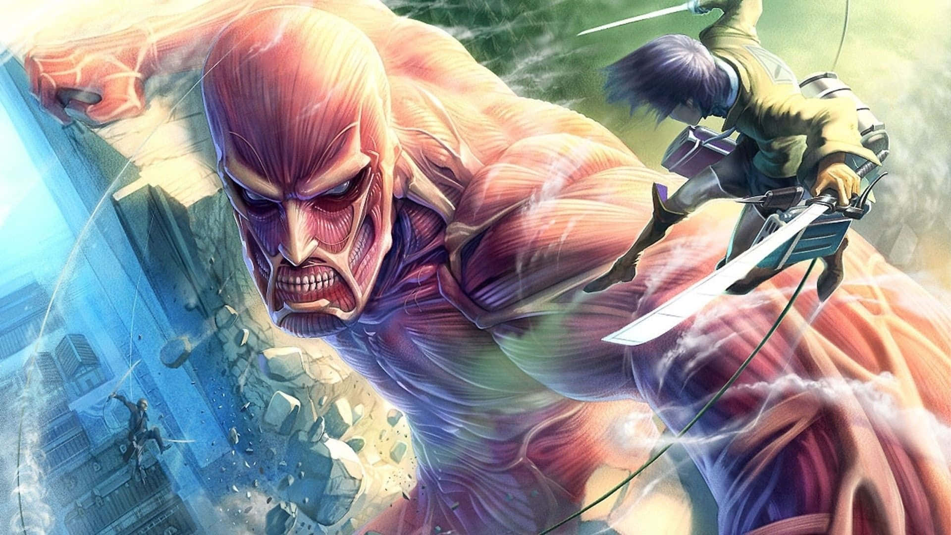 Dalawang mandirigma ang naglalaban upang patunayan ang kanilang lakas sa isang Anime Fight Wallpaper