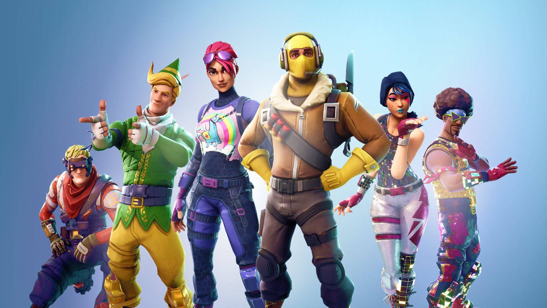 Dalawang Masasayang Fortnite Character na Nag-eenjoy sa Maaraw na Araw Wallpaper
