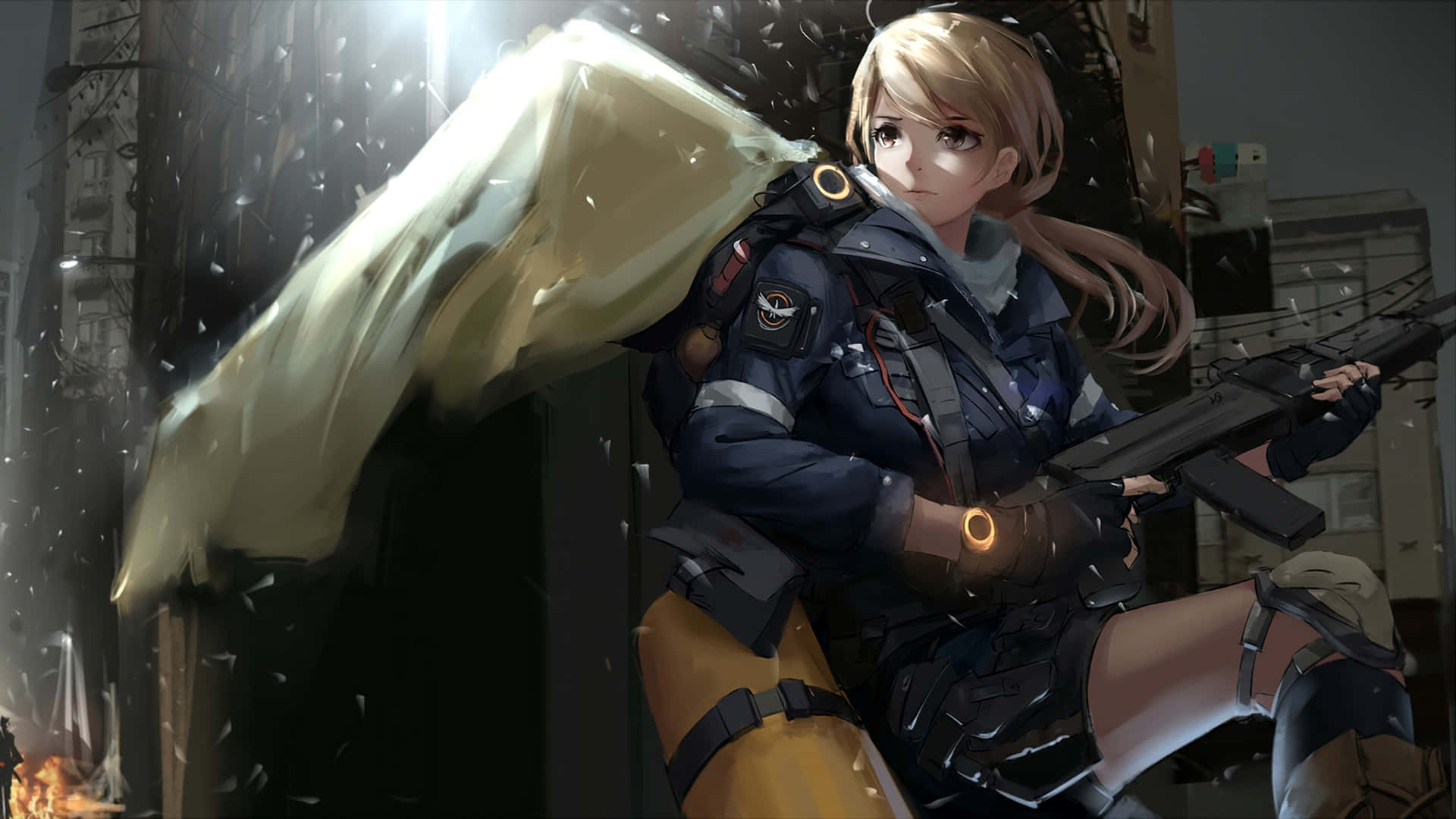 Dalawang matatapang na mandirigmang anime ang naghahanda para sa labanan. Wallpaper