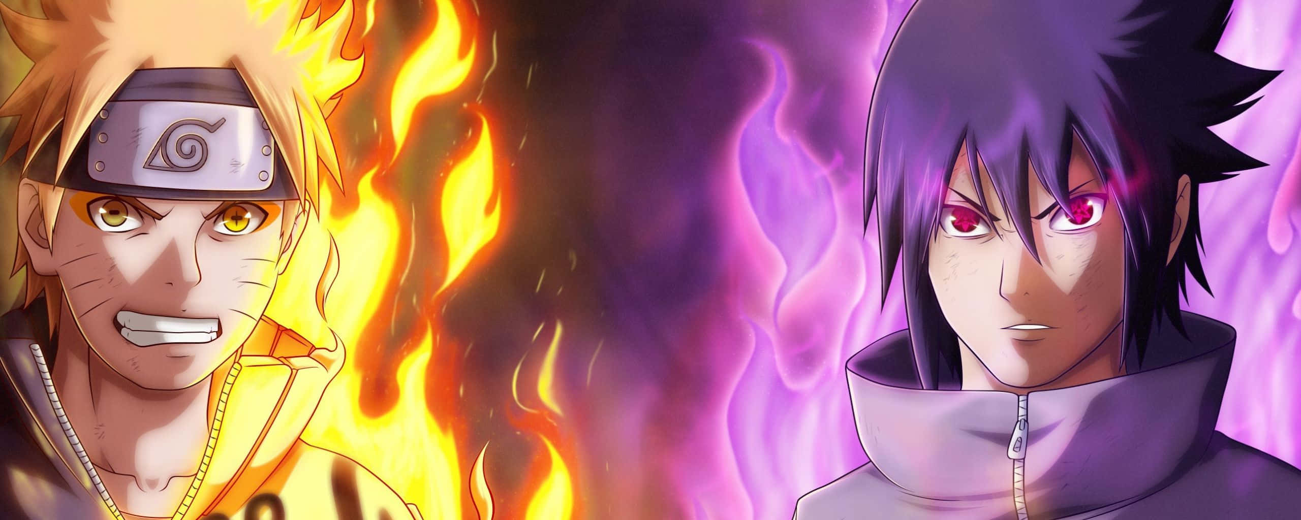 Dalawang Monitor Anime Naruto VS. Sasuke Wallpaper