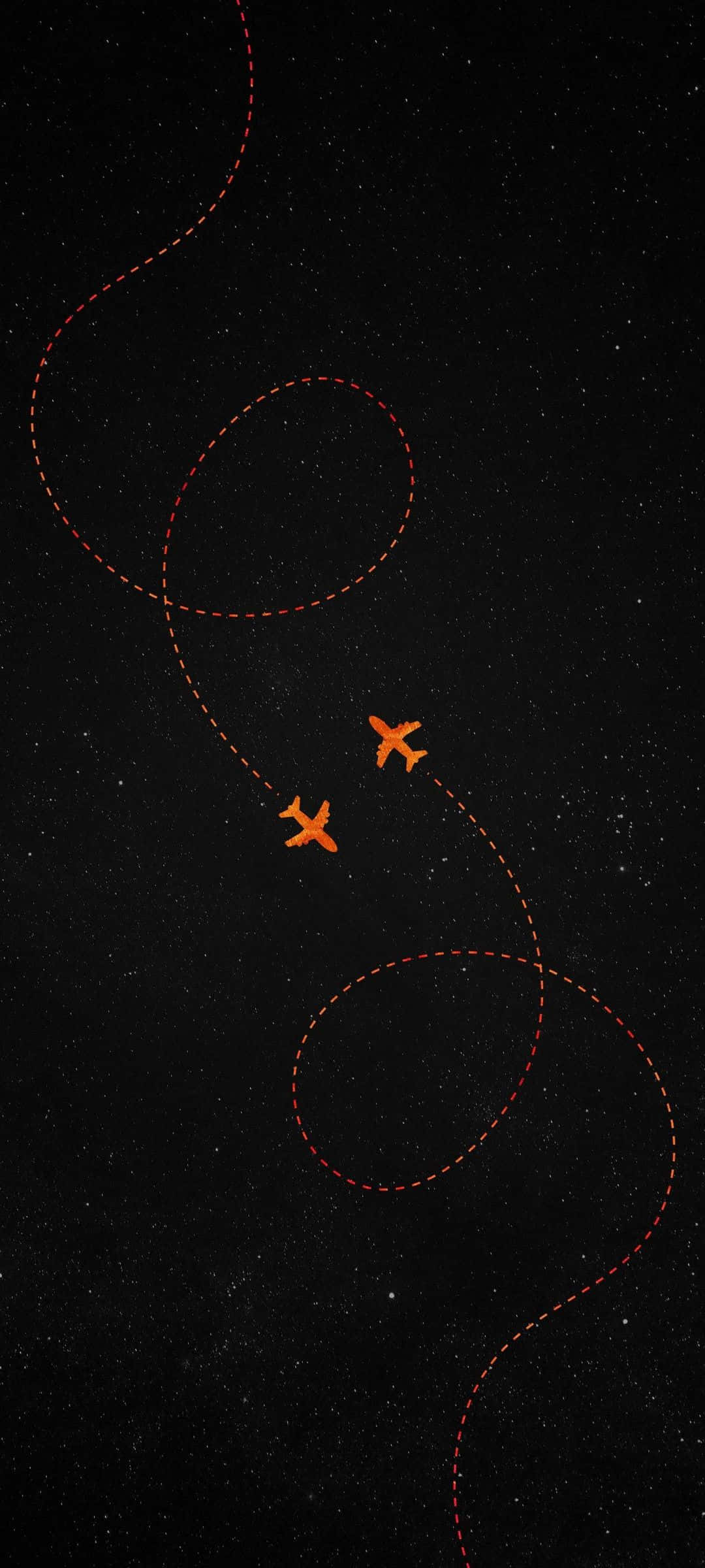 Dalawang Orange na Airplanes na Illustration Android Plane Background Wallpaper