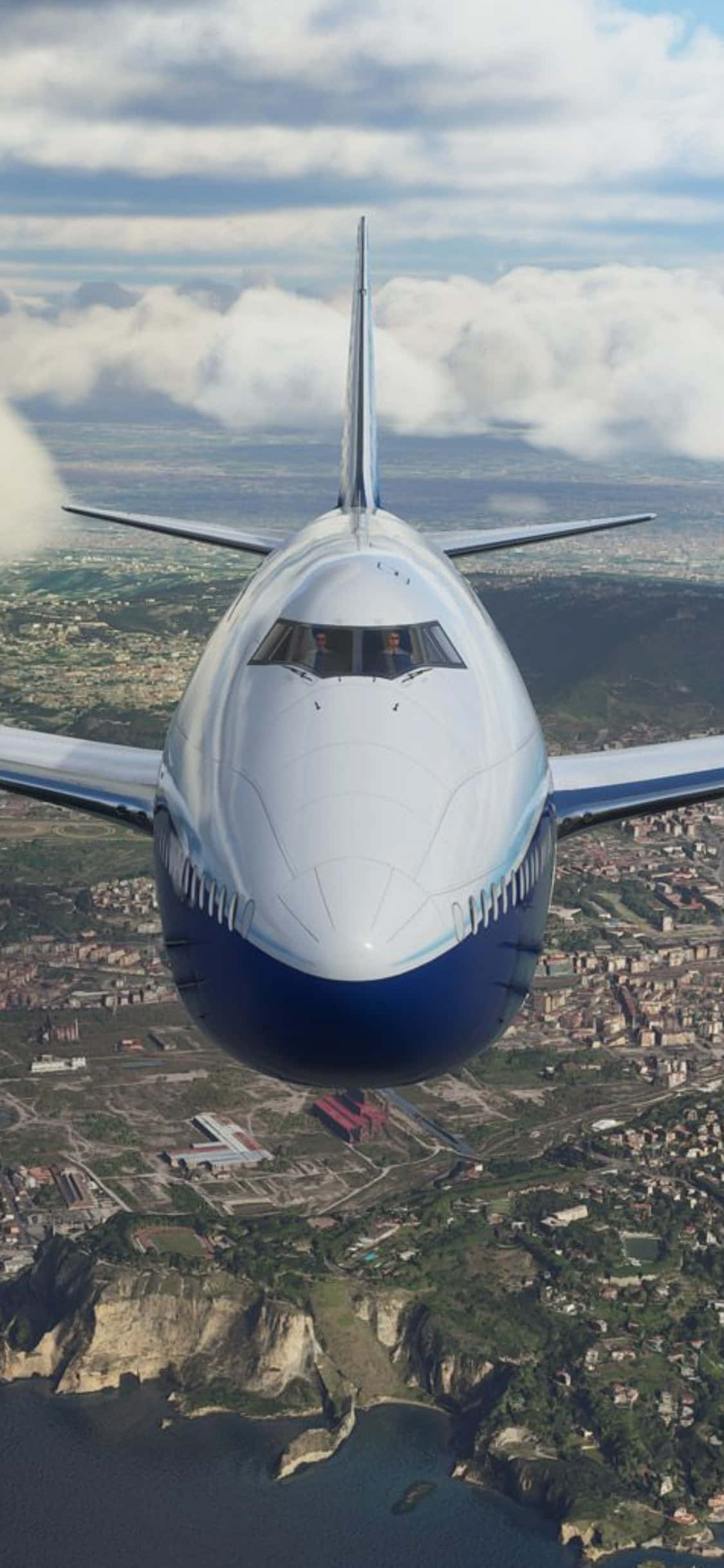 Dalhin ang iyong pag-ibig sa pag-explore ng mga langit sa mga bagong taas na sumisikat kasama ang iPhone Xs at Microsoft Flight Simulator. Wallpaper