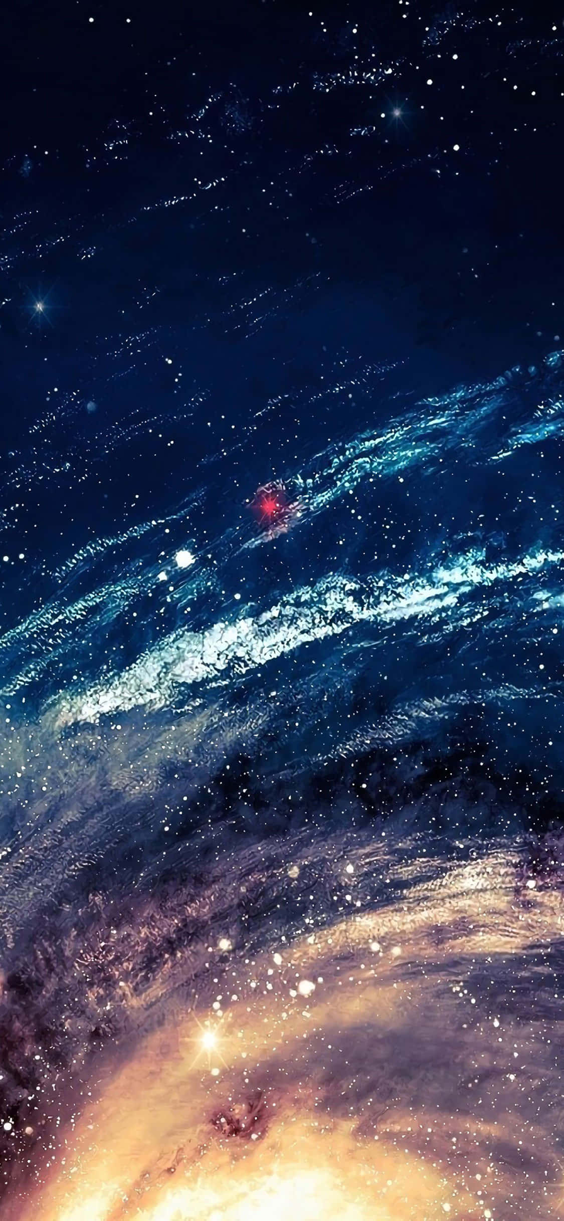 Damhin ang kapangyarihan ng galaxy sa iyong mga kamay gamit ang Blue Galaxy iPhone. Wallpaper