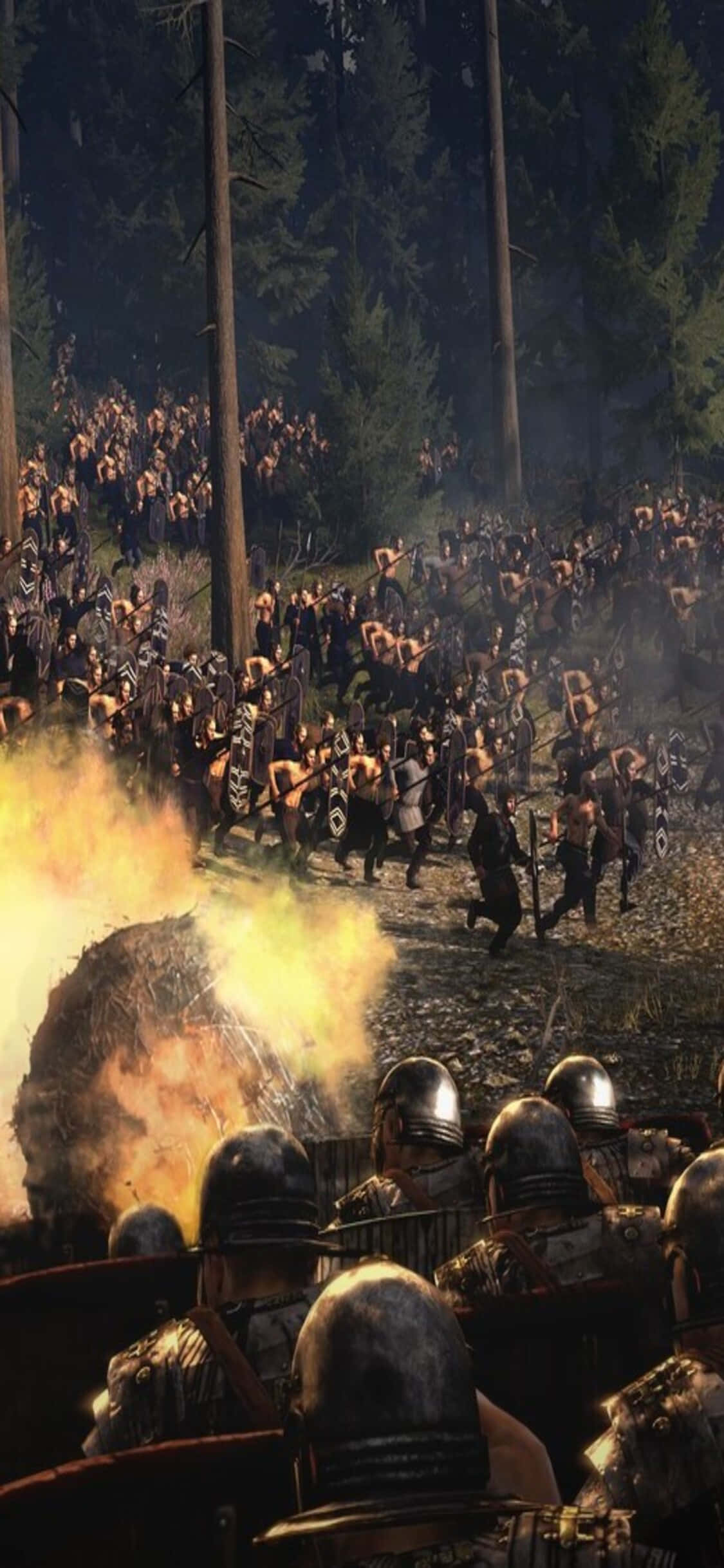Damhin ang Siga ng Total War: Rome II sa iyong iPhone XS Wallpaper