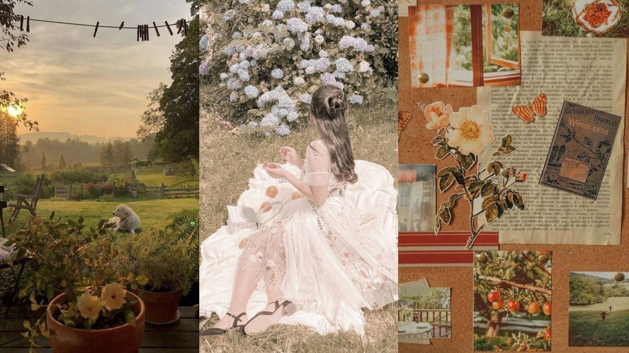 Damit ng Magsasaka sa Bukid na Scrapbook Cottagecore Desktop Wallpaper