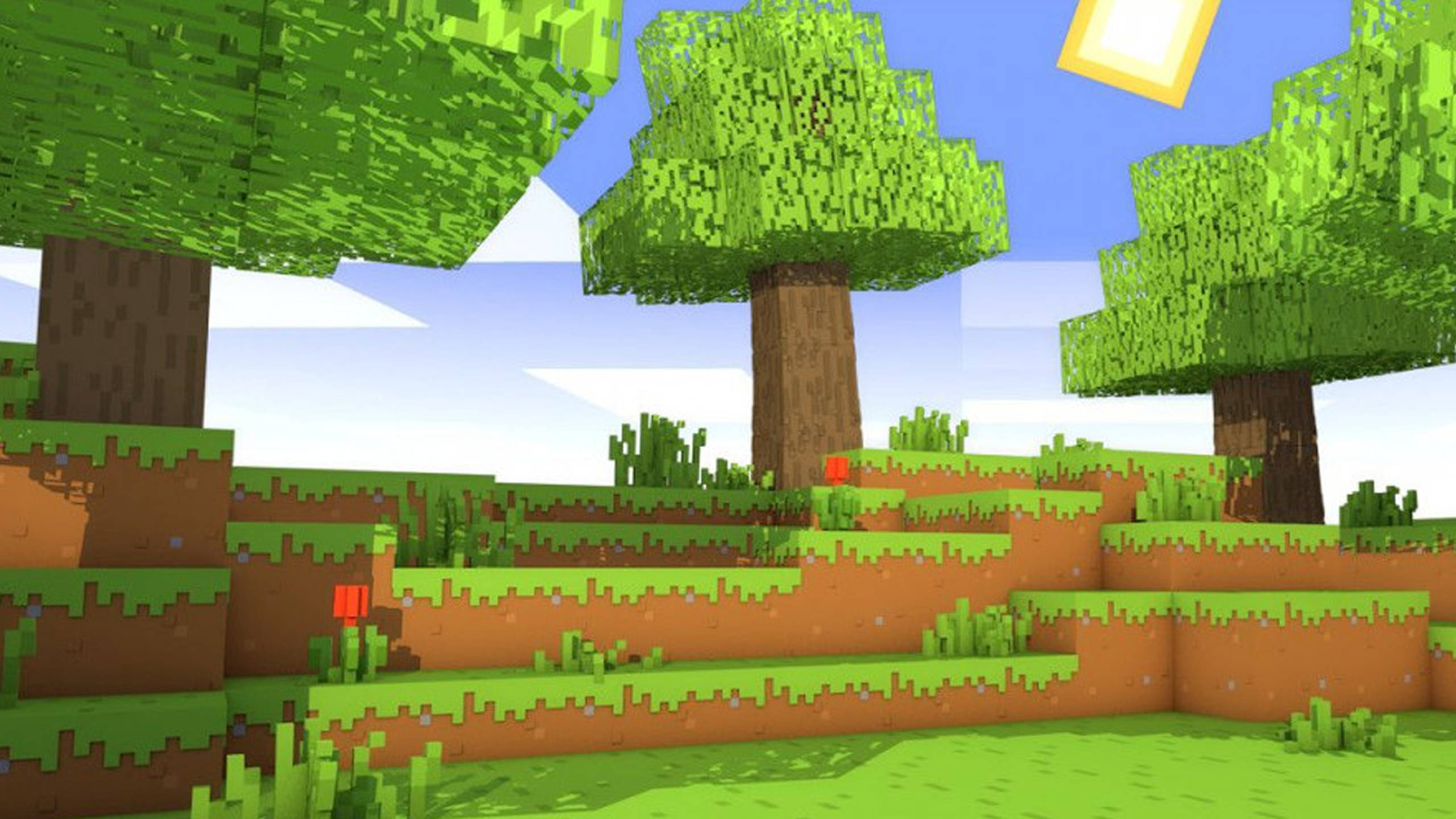 Damuhan na May Mga Puno 2560x1440 Minecraft Wallpaper