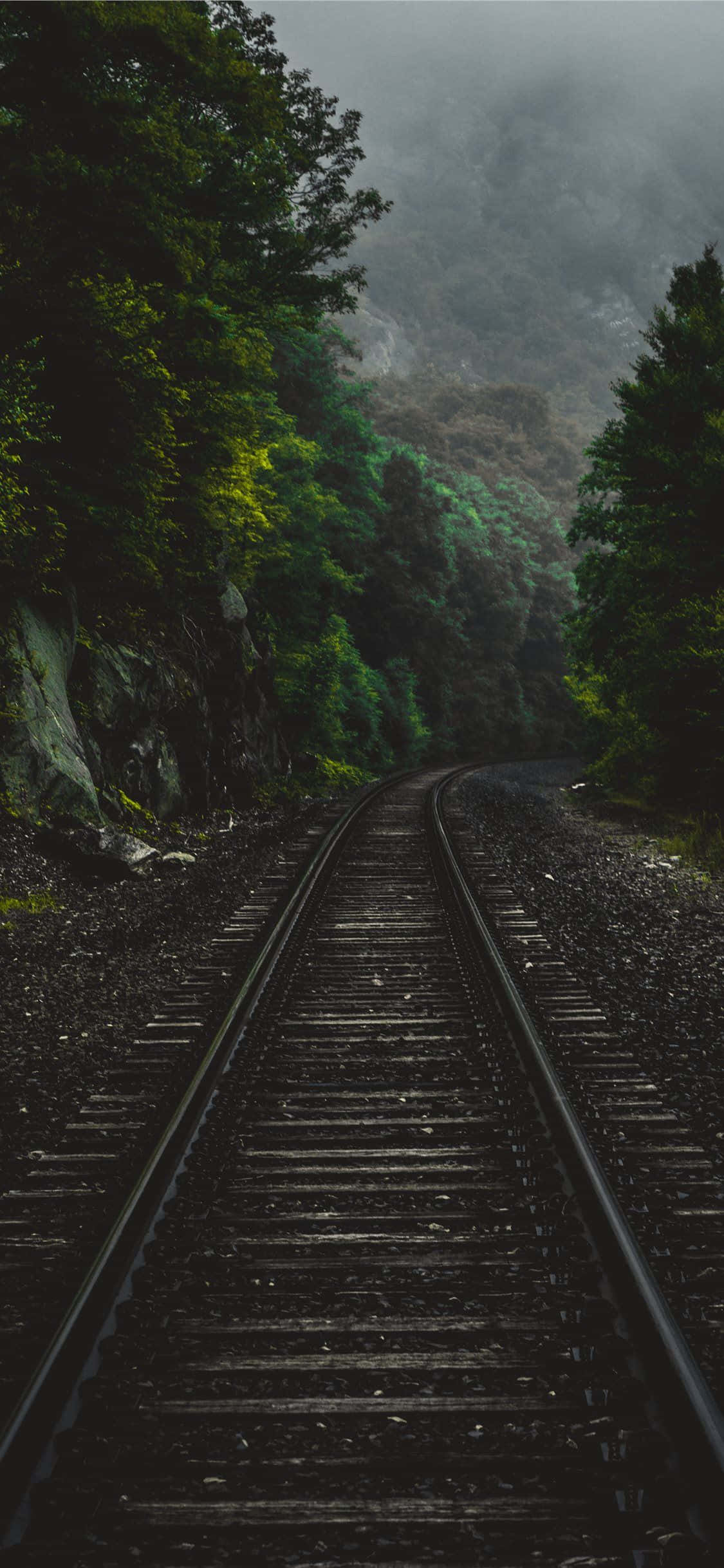 Dark Wooden Train Railroad Outside Background Wallpaper