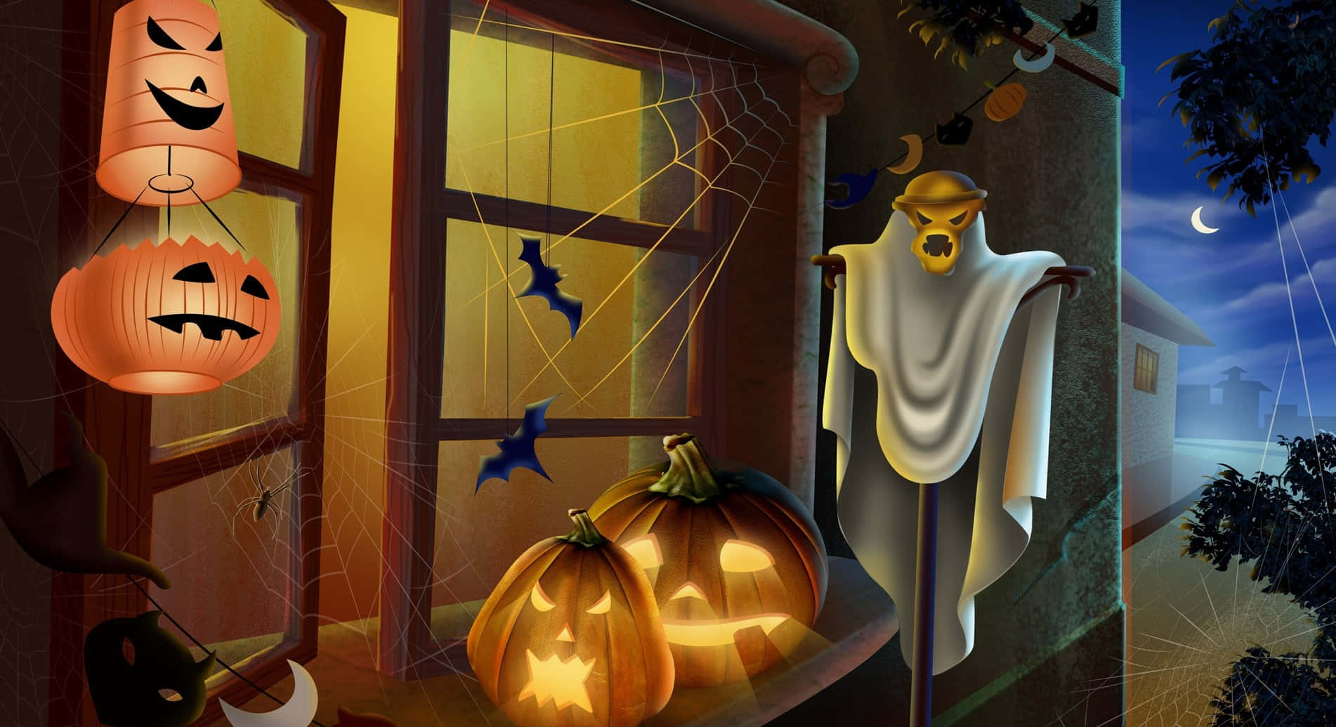 Dekorasyon ng Bahay para sa Halloween Wallpaper
