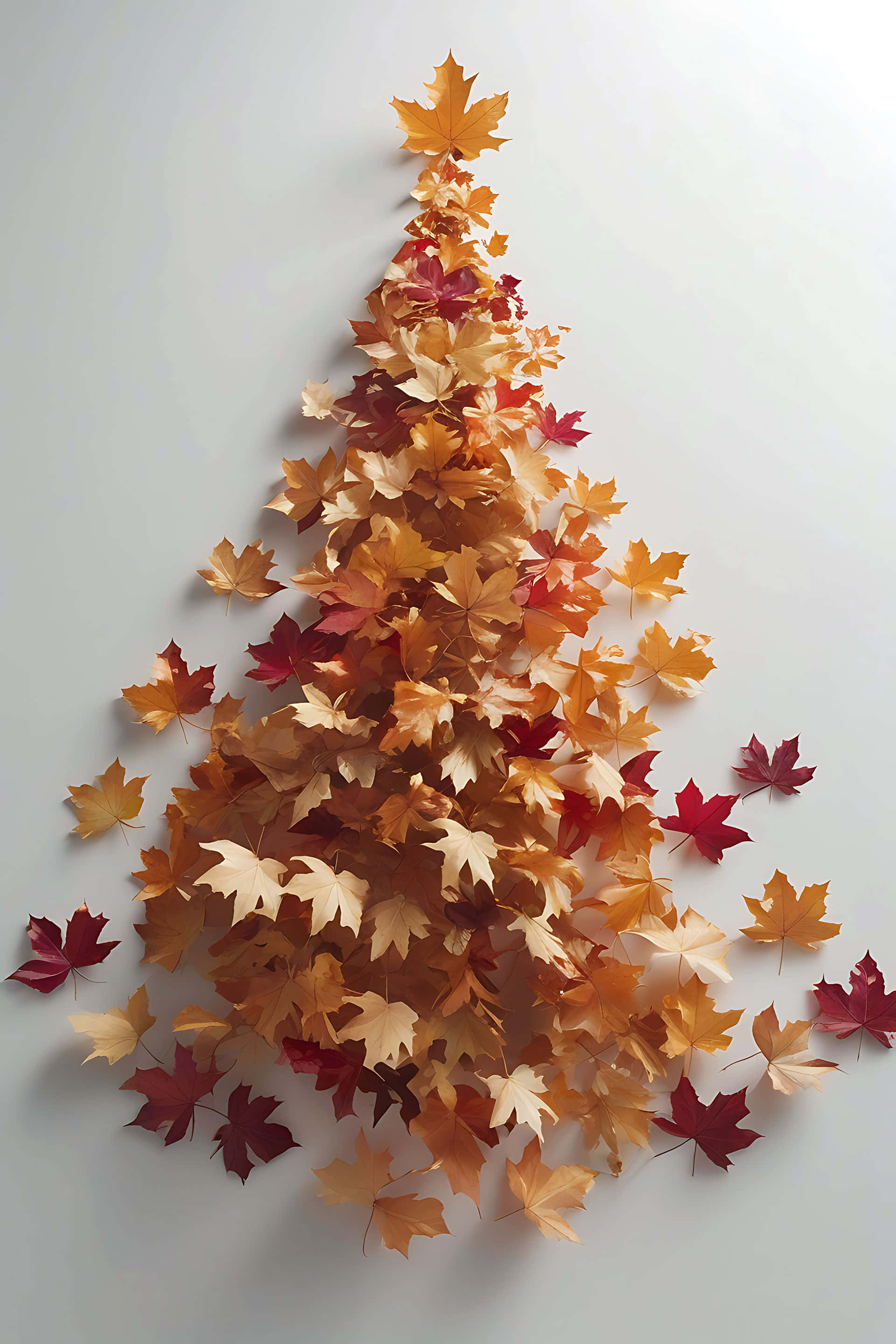 Dekorasyon ng puno na may dahon ng taglagas Wallpaper