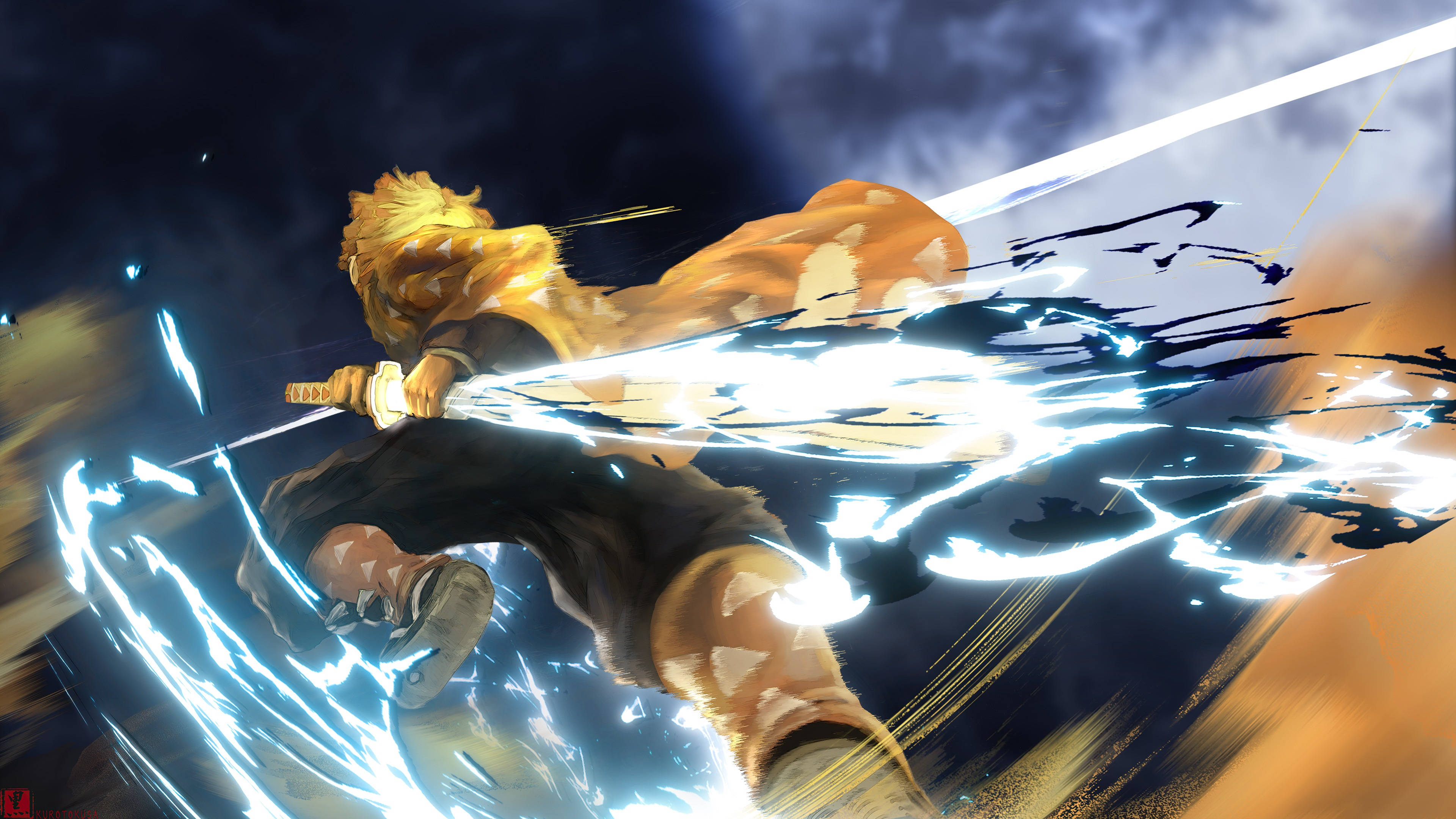Demon Slayer 4K Zenitsu Kidlat Wallpaper
