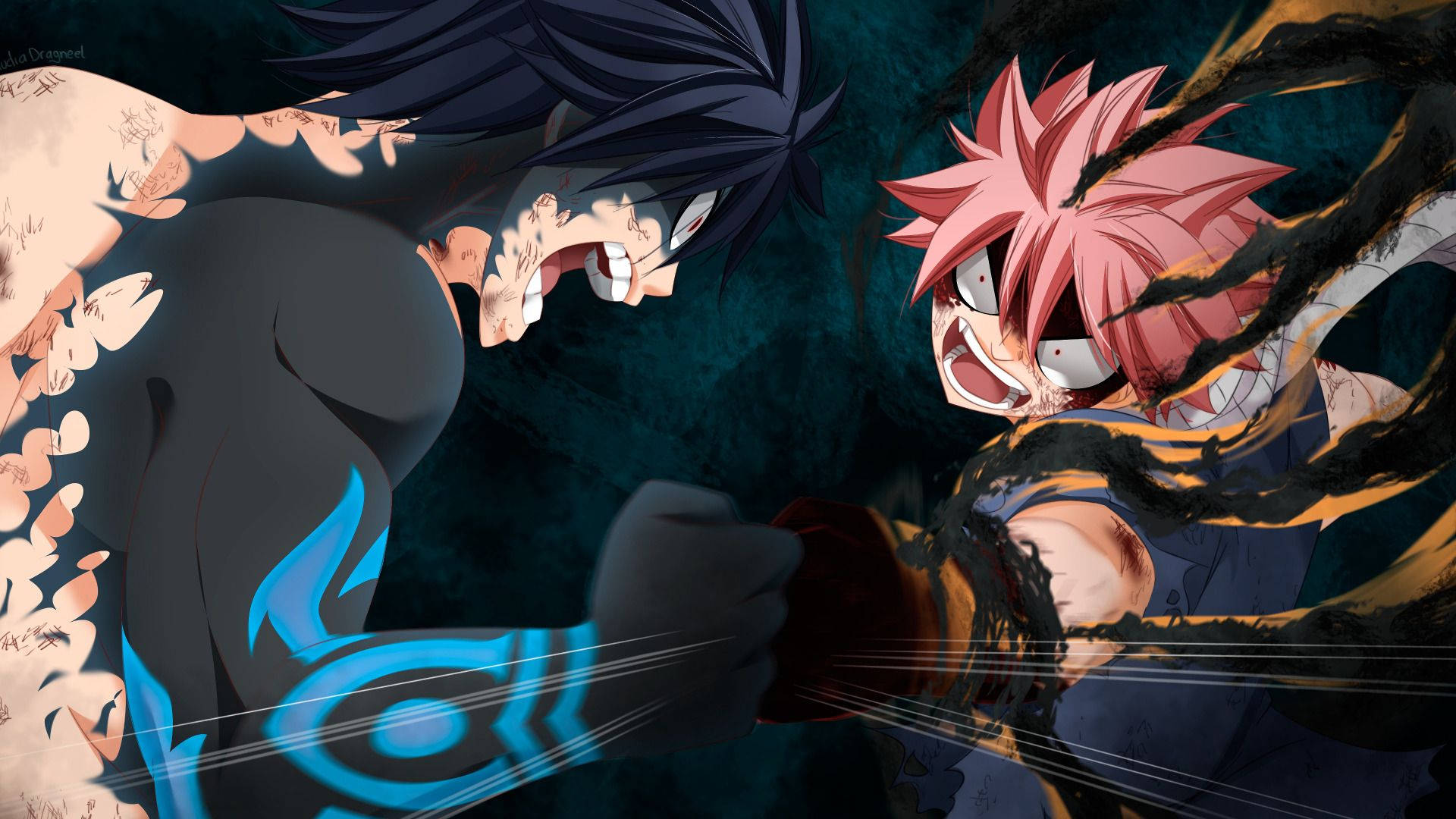 Demon Slayer Natsu na Matapang na Nakikipaglaban kay Gray Wallpaper
