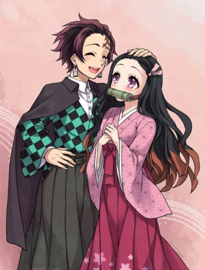 Demon Slayer Si Nezuko at ang Kanyang Kuya Wallpaper