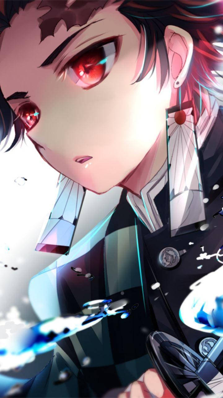 Demon Slayer Tanjiro Nag-aalab na Pulang Mata Wallpaper