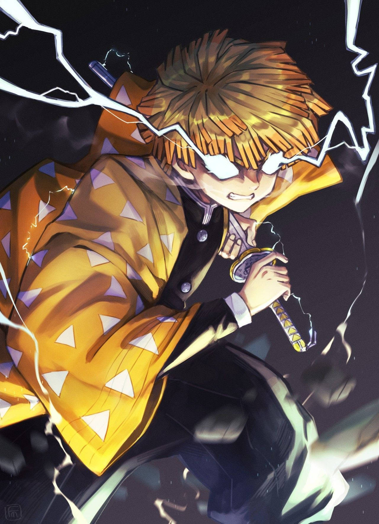 Demon Slayer Zenitsu Mata ng Kulog Wallpaper