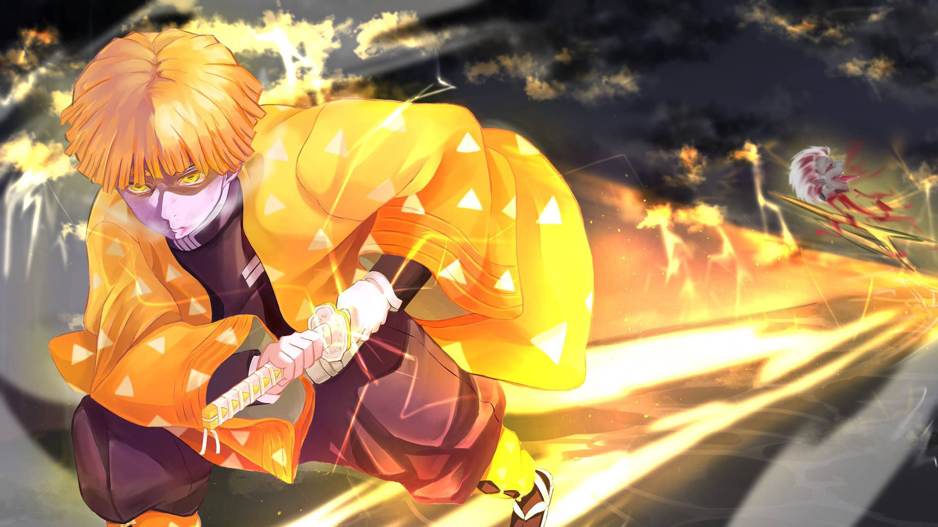 Demon Slayer Zenitsu Napakabilis na Paggalaw Wallpaper