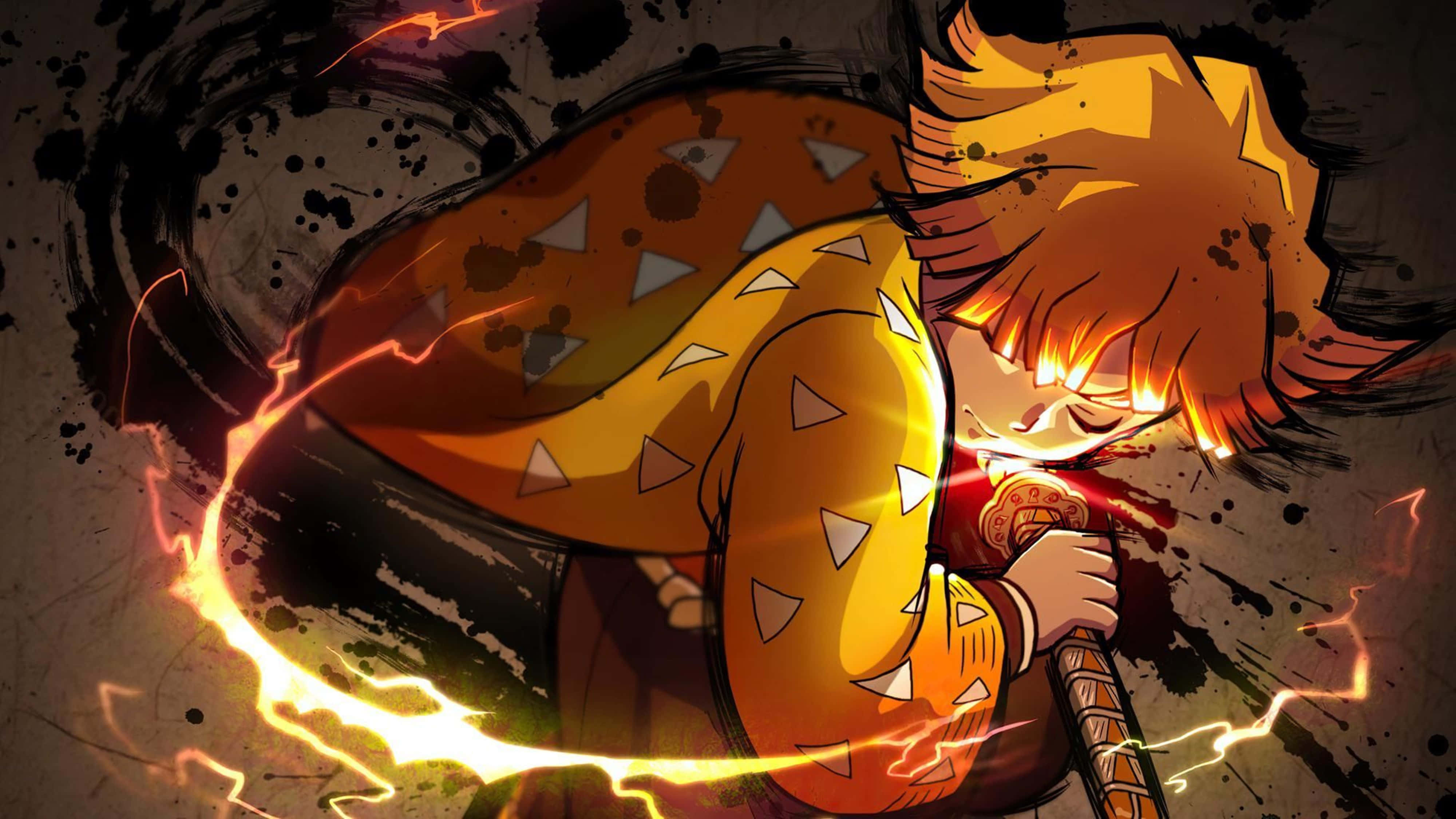 Demon Slayer Zenitsu Pagpatay sa Kasamaan 4K Wallpaper