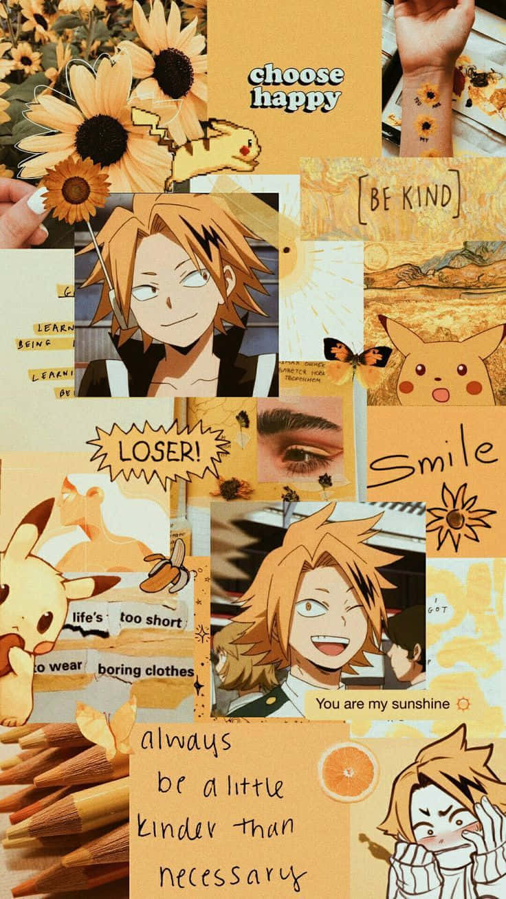 Denki Kaminari sa Aesthetic Yellow Collage Poster Wallpaper