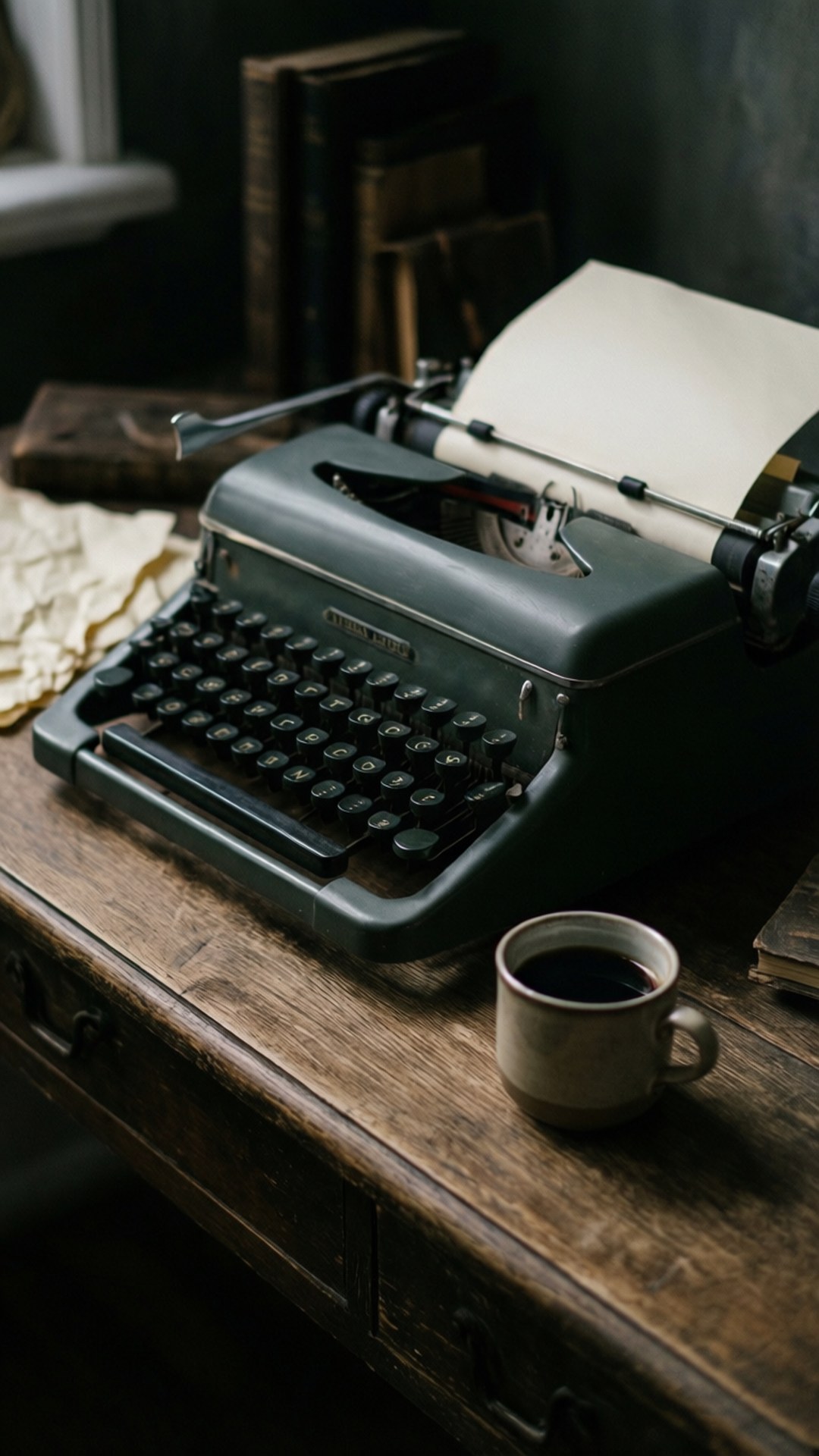 Desk na may Vintage Typewriter Wallpaper