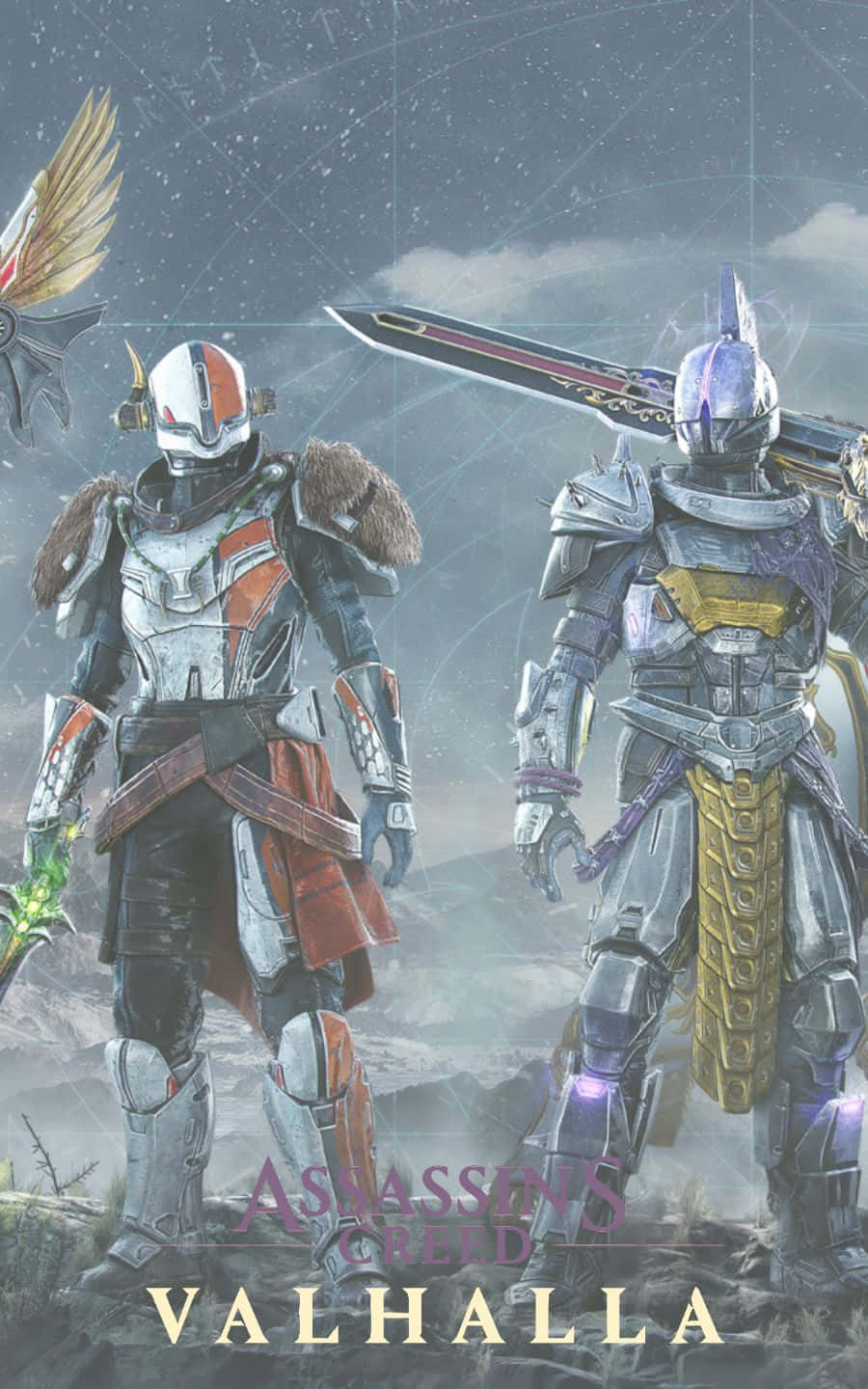 Destiny 2 Armors 1440p Assassin's Creed Valhalla Background Wallpaper