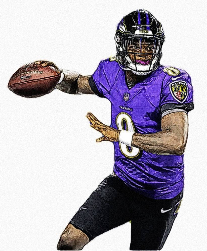 Detalyadong Artwork ni Lamar Jackson Wallpaper