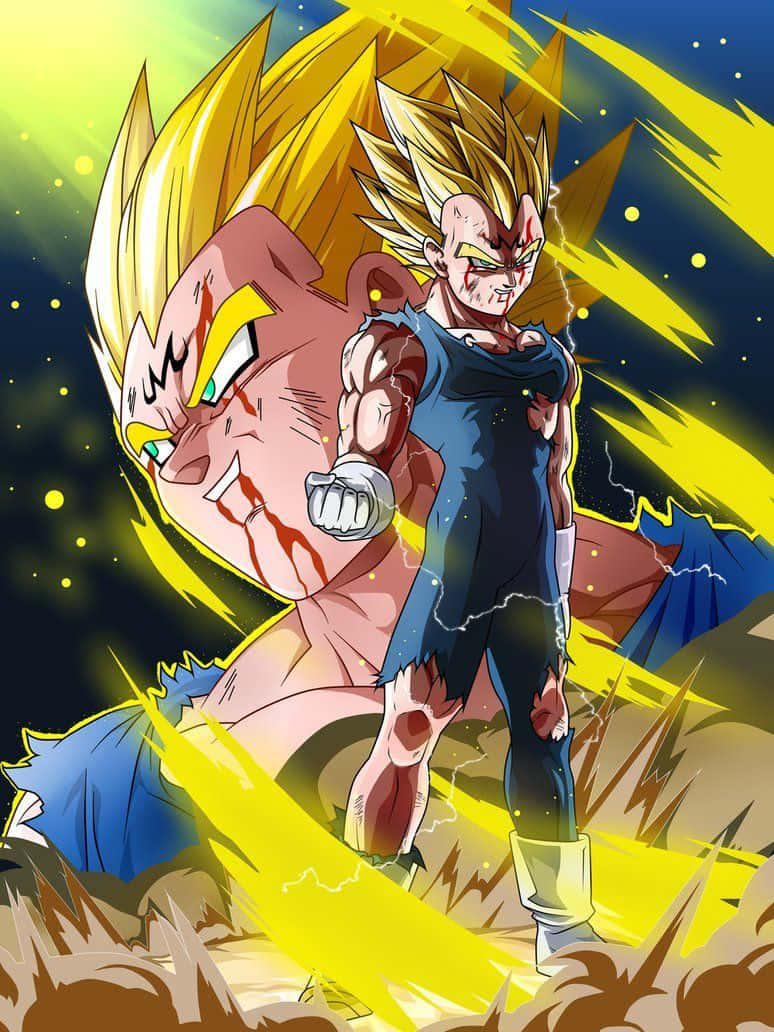 Digital Art ng Dragon Ball Majin Vegeta na Nakangiti Wallpaper