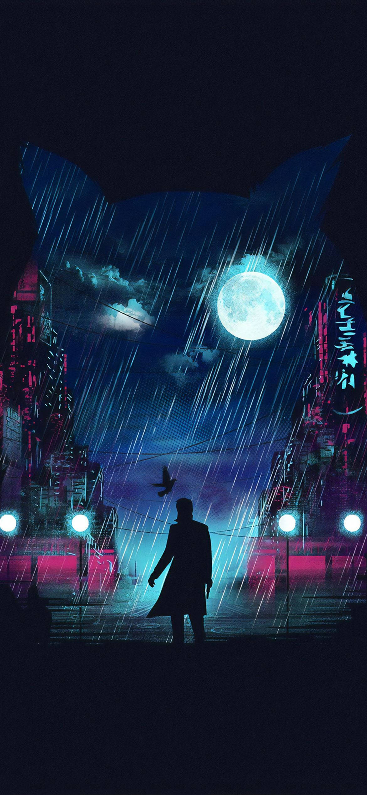 Digital Art ng Full Moon City View Wallpaper