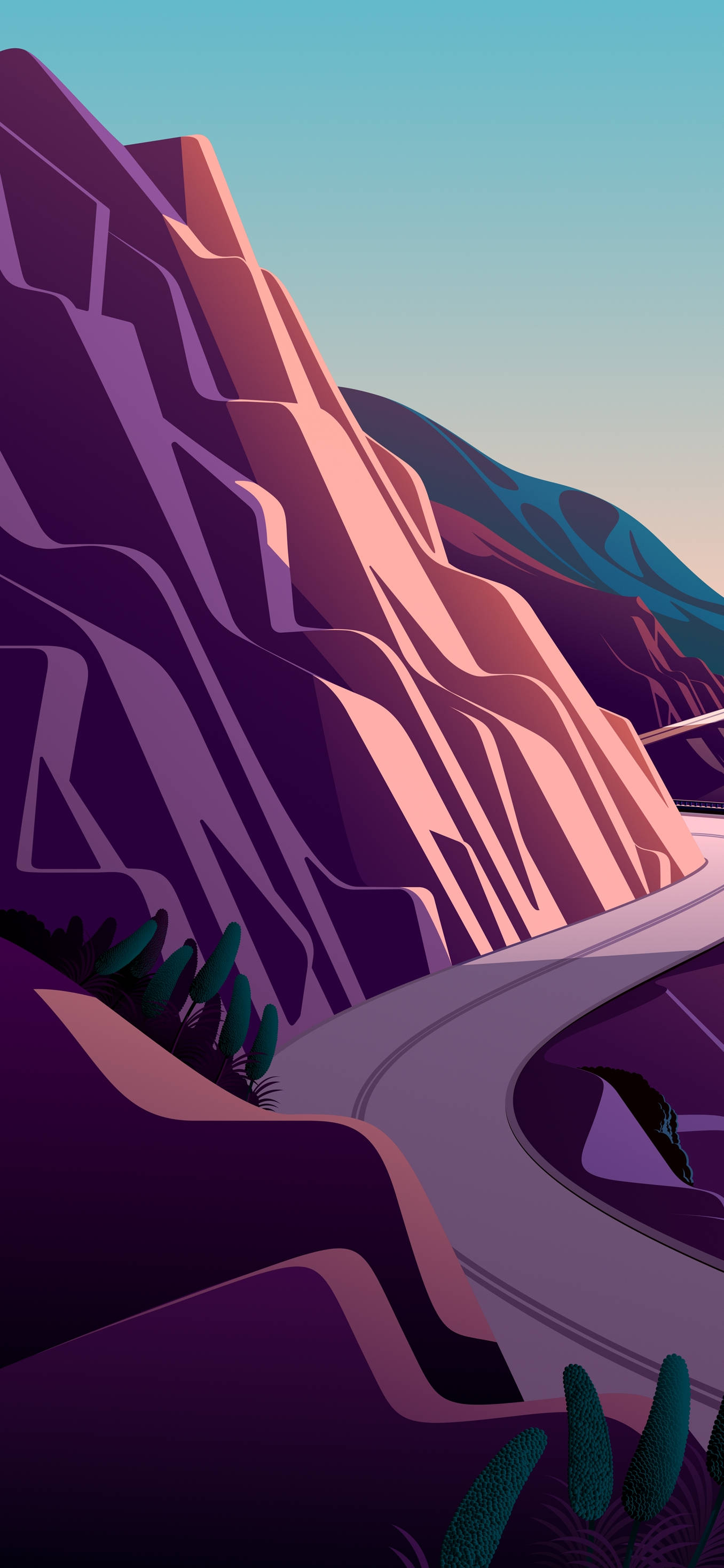 Digital Art ng Mountainside para sa iPhone 12 Pro Wallpaper