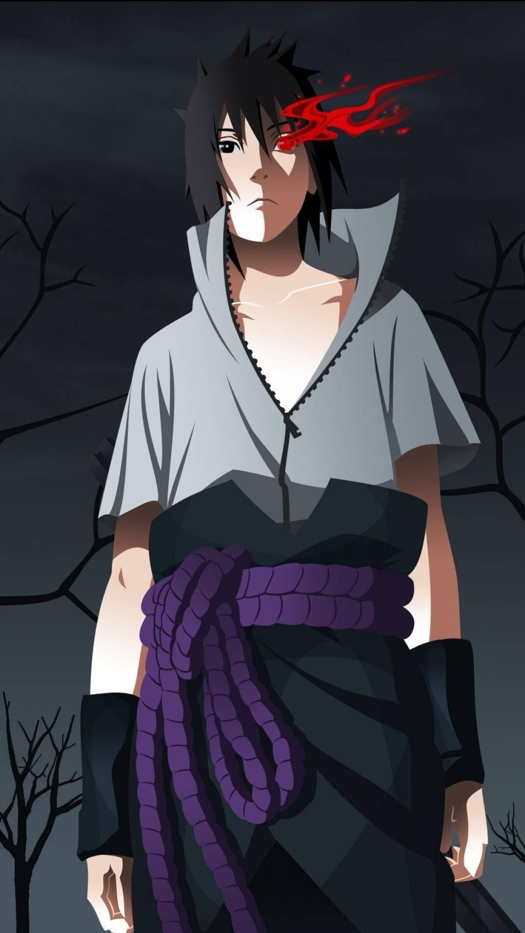 Digital Art ni Uchiha Sasuke para sa iPhone Wallpaper