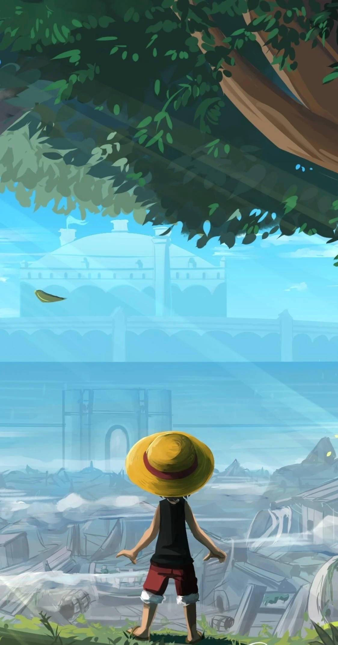 Digital Painting ni Luffy ng One Piece para sa iPhone Wallpaper