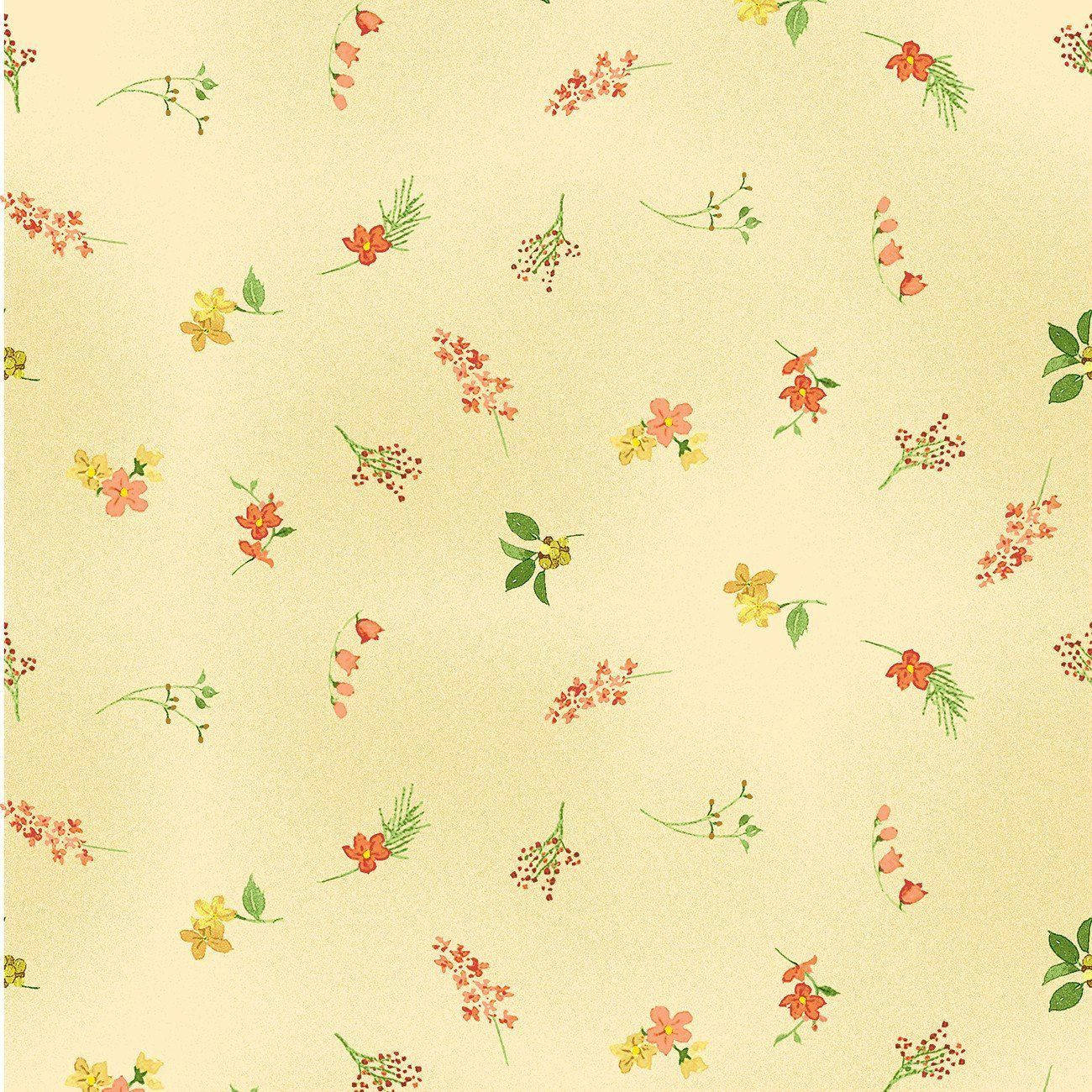 Dilaw at Kahel na Pattern ng Bulaklak Wallpaper