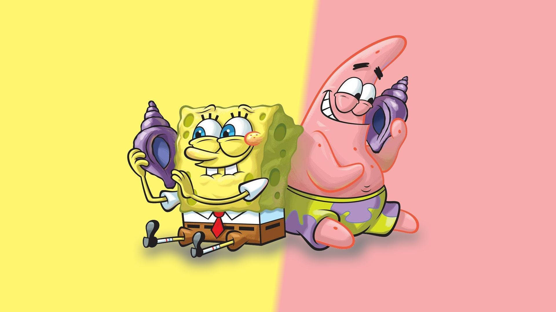 Dilaw at Pink na SpongeBob at Patrick Wallpaper
