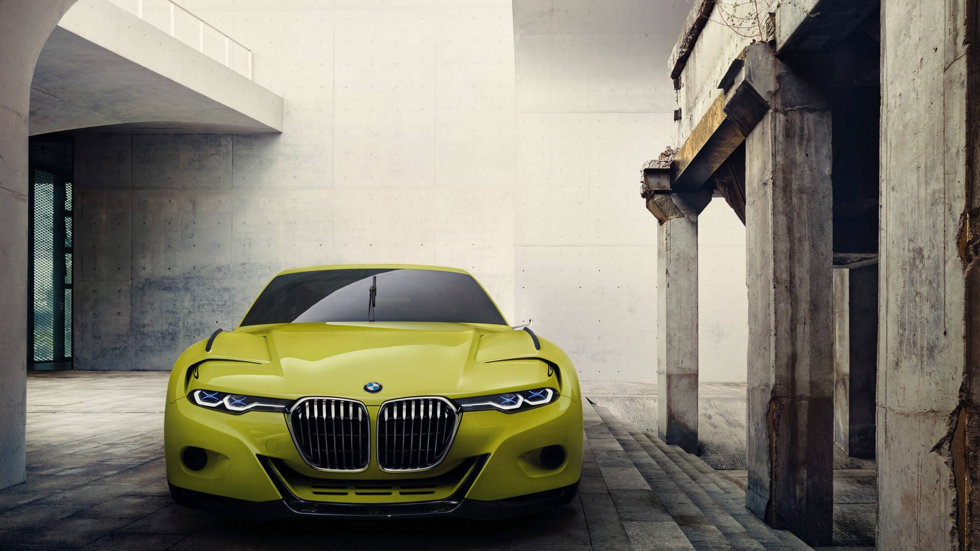 Dilaw na BMW 3.0 CSL Full HD Wallpaper