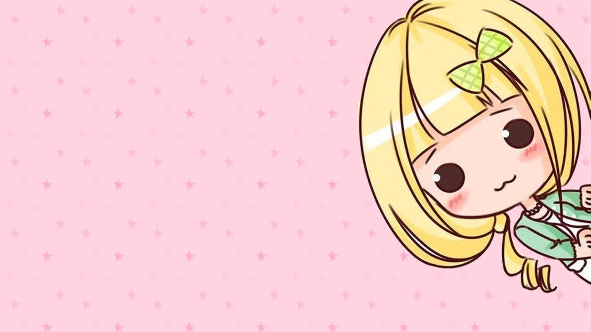 Dilaw na Buhok na Kawaii na Babae Wallpaper