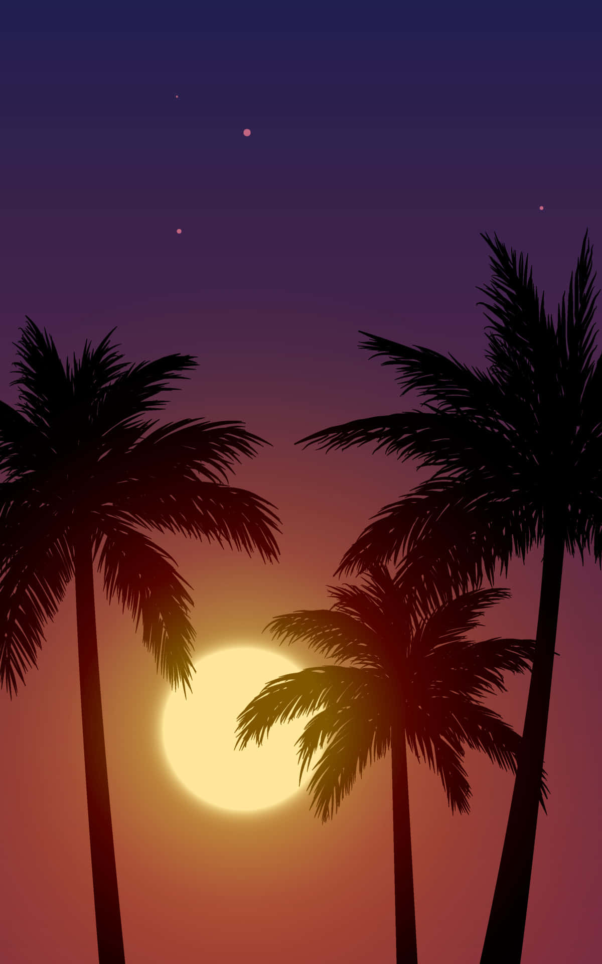 Dilaw na Paglubog ng Araw na may Palma Wallpaper