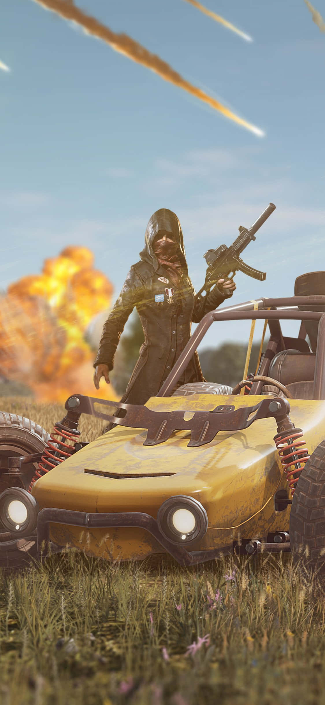 Dilaw na Race Car PUBG iPhone Wallpaper