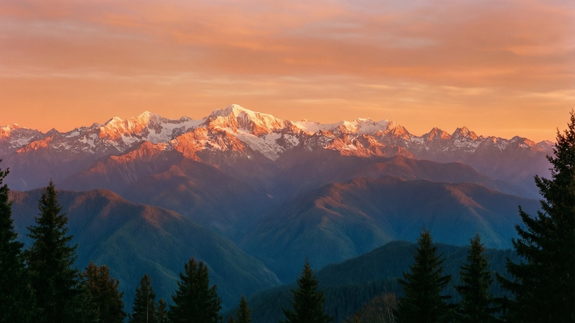 Dilim ng Paglubog ng Araw sa Alps Wallpaper
