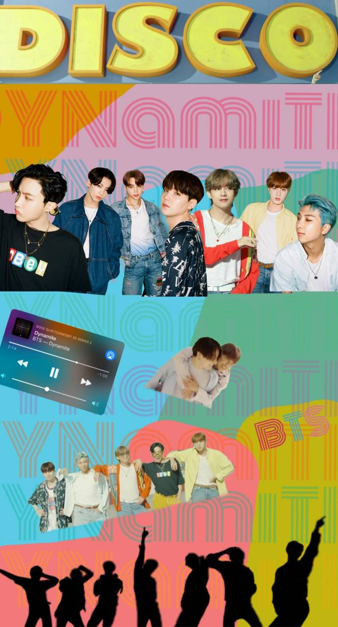 Disco Aesthetic na BTS Dynamite Collage Wallpaper
