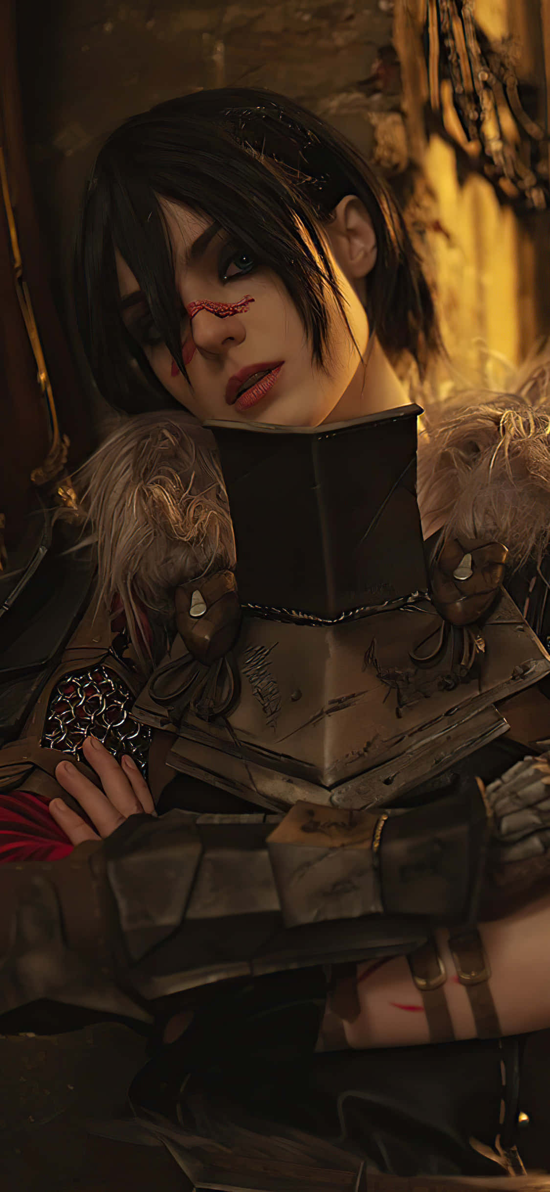Tuklasin ang mundo ng Dragon Age Inquisition sa makabaguhan at makapangyarihang iPhone Xs Wallpaper