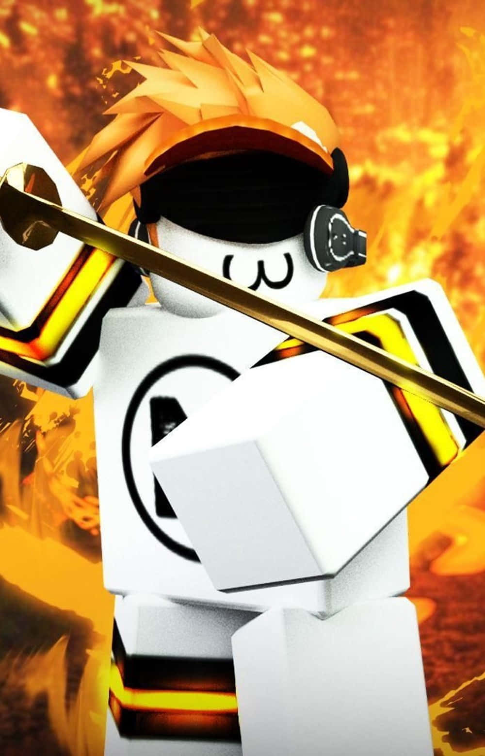 Disenyo ng Karakter na may Espada sa Roblox para sa iPhone Wallpaper